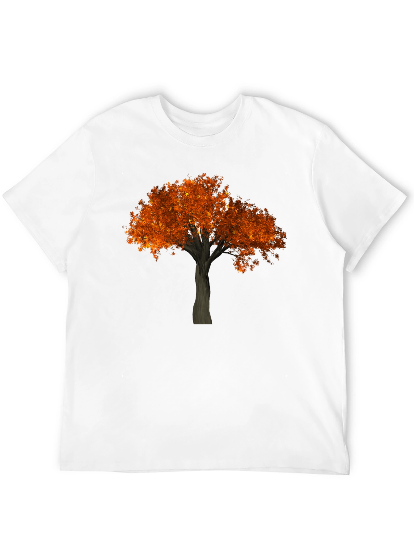 Autumn Tree Graphic Tee - Black Cotton Casual Shirt
