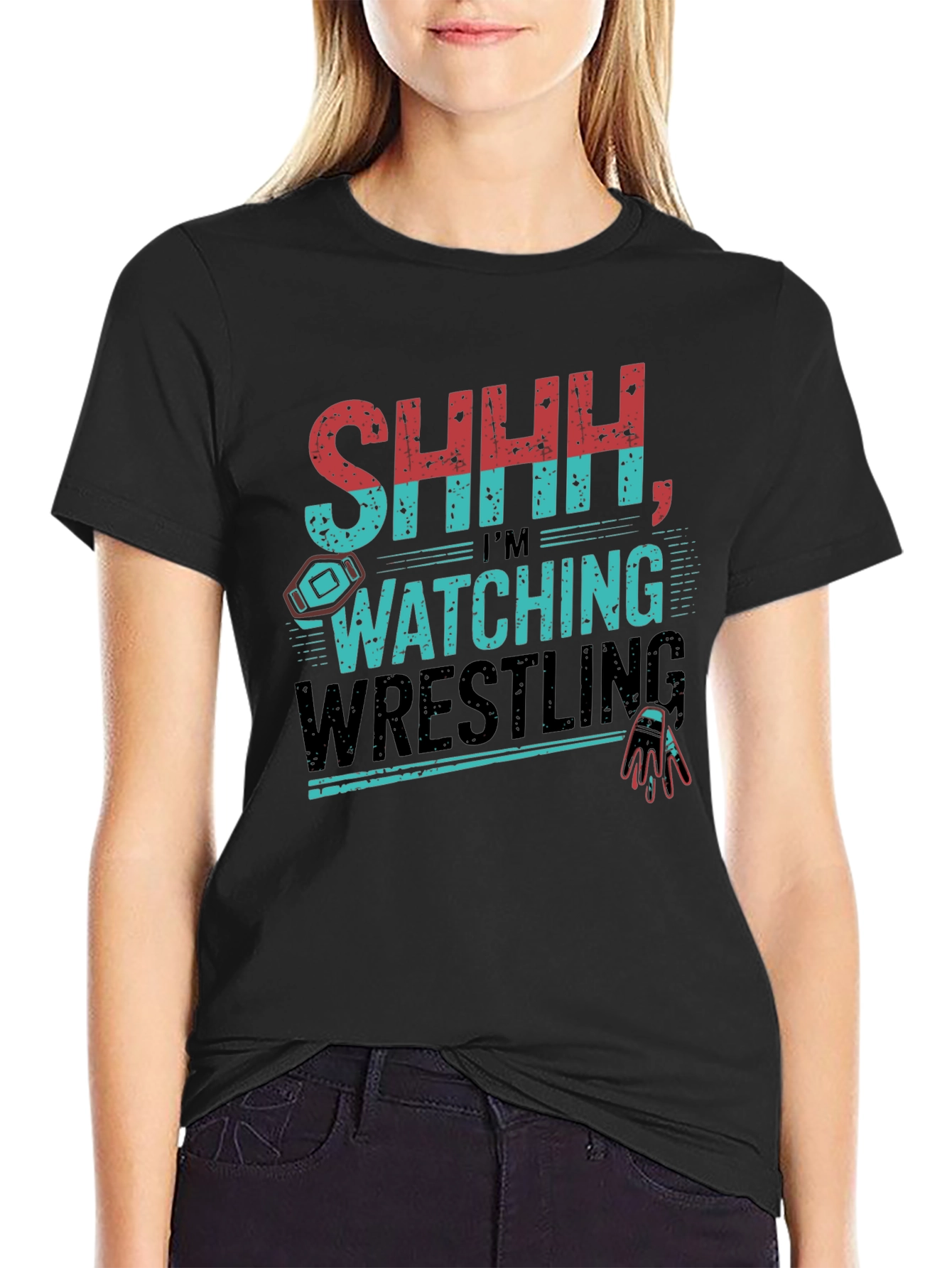 SHHH Im Watching Wrestling Graphic T-Shirt
