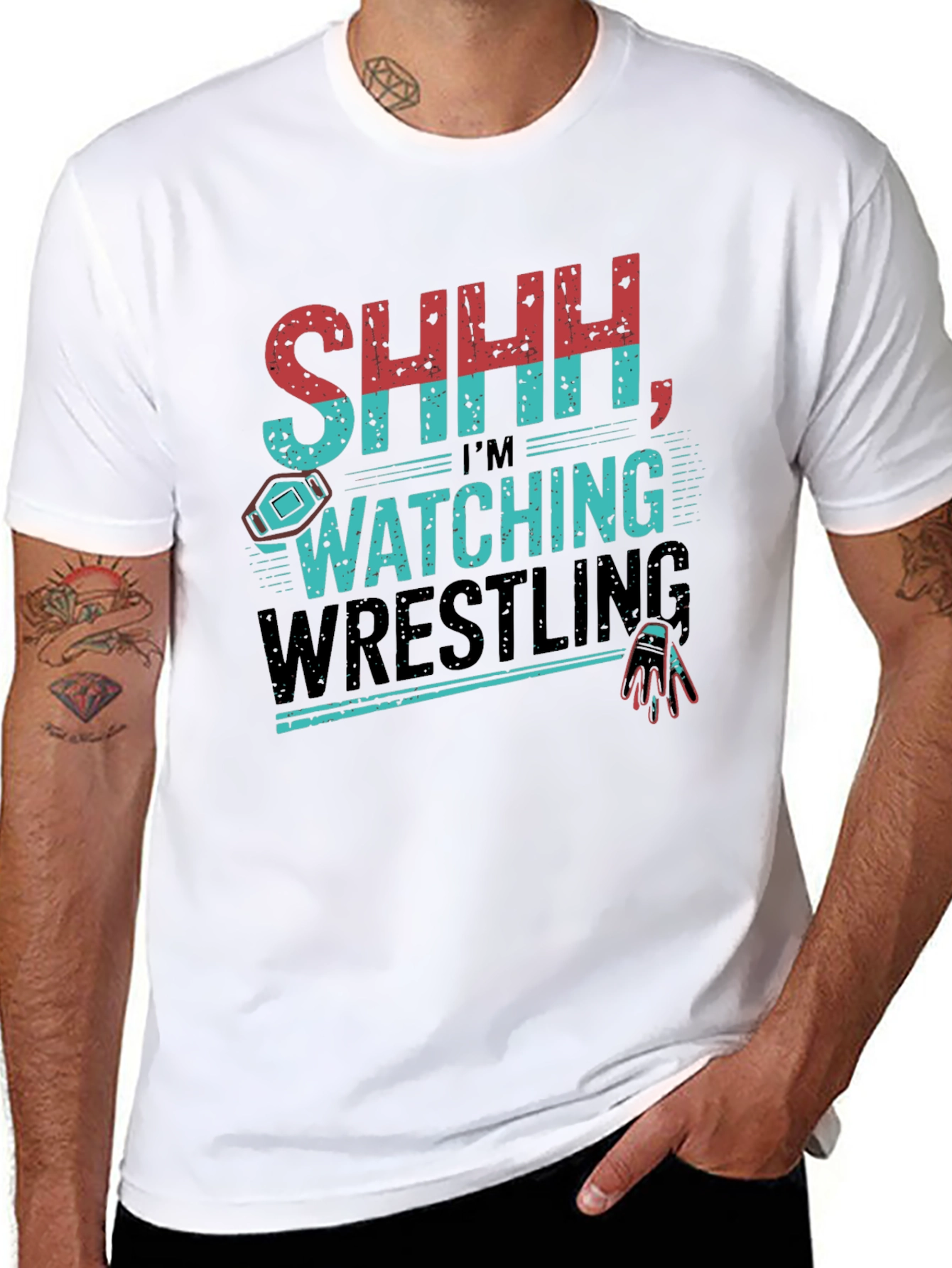 SHHH Im Watching Wrestling Graphic T-Shirt