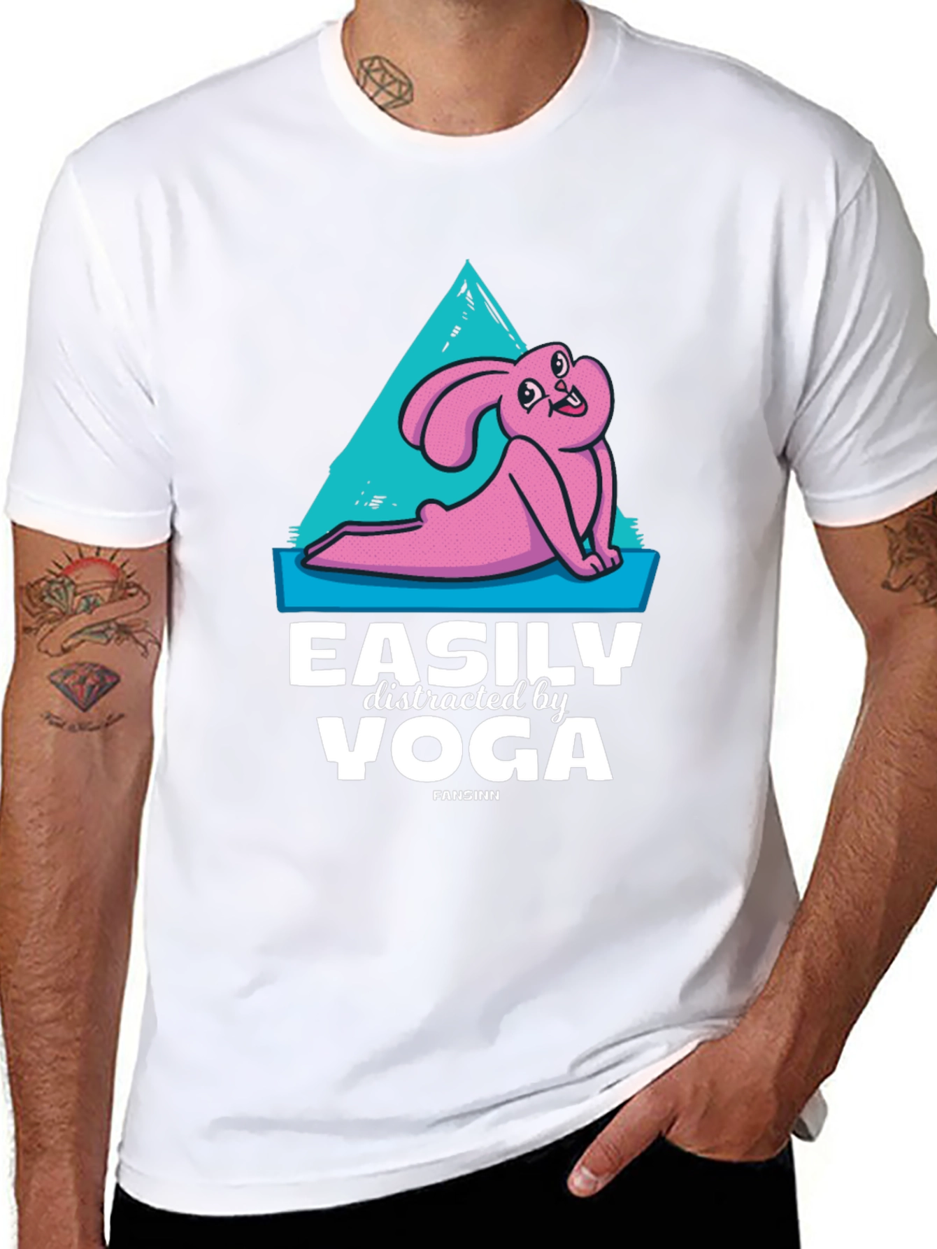 Easily Distracted by Yoga T-Shirt Funny Bunny