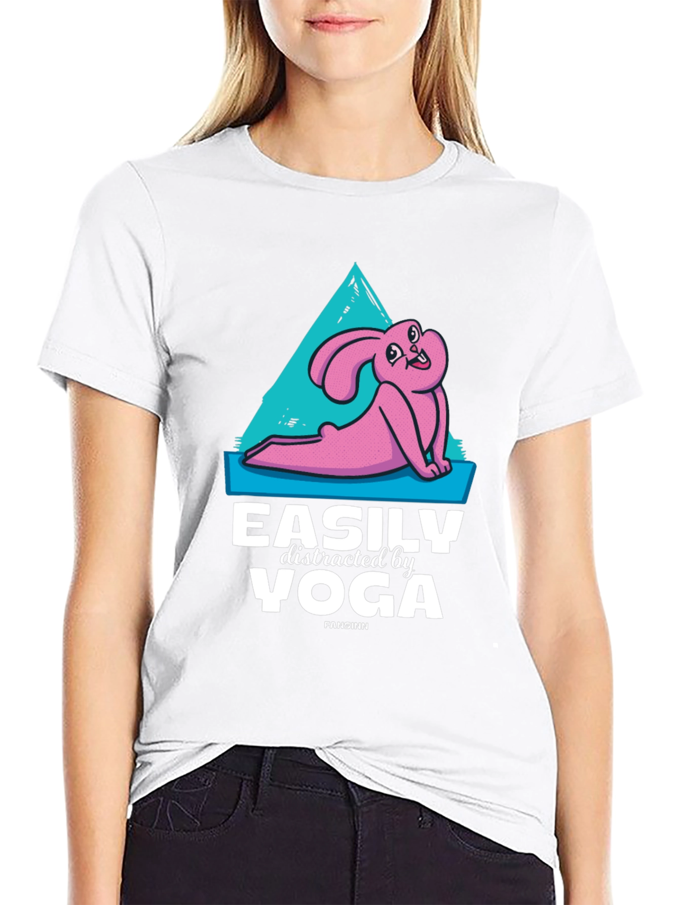 Easily Distracted by Yoga T-Shirt Funny Bunny