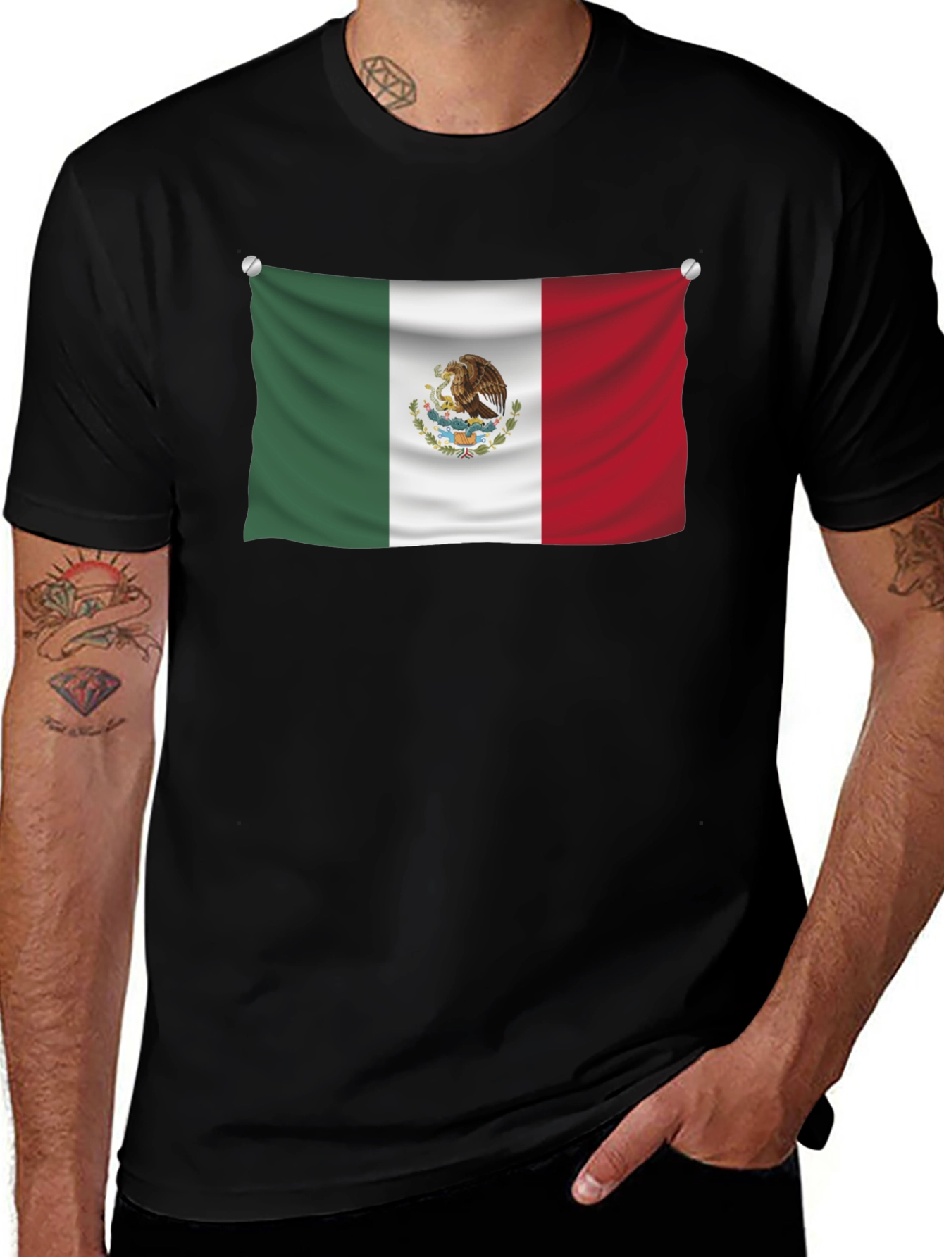 Mexican Flag Graphic Tee - Black