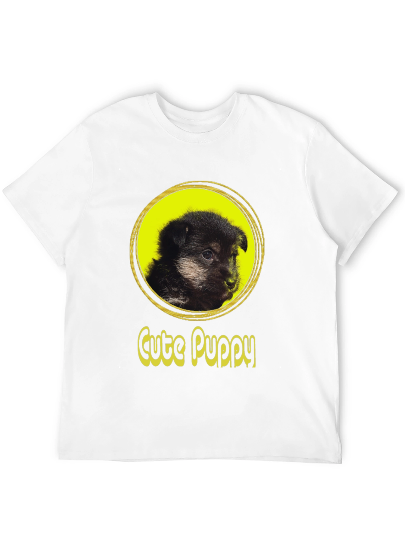 Cute Puppy Graphic T-Shirt - Black Cotton Tee