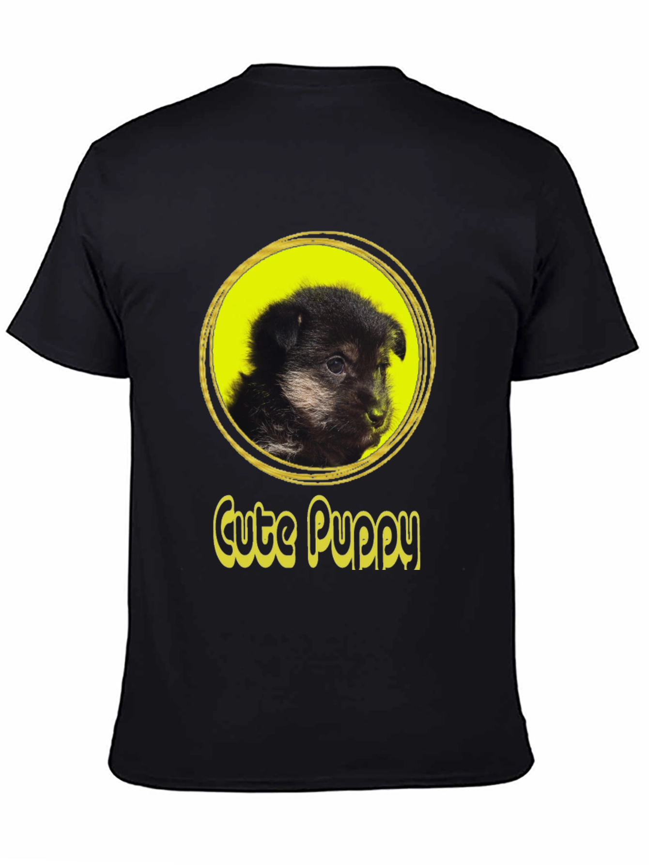 Cute Puppy Graphic T-Shirt - Black Cotton Tee