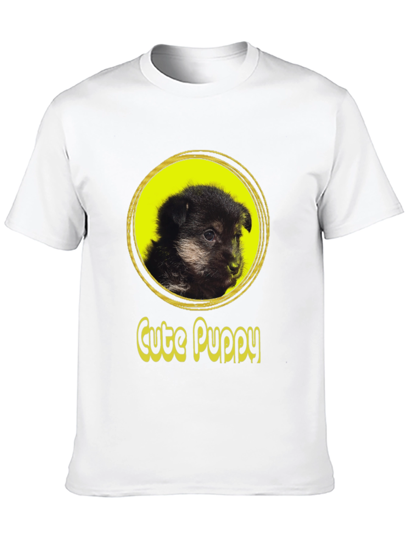 Cute Puppy Graphic T-Shirt - Black Cotton Tee