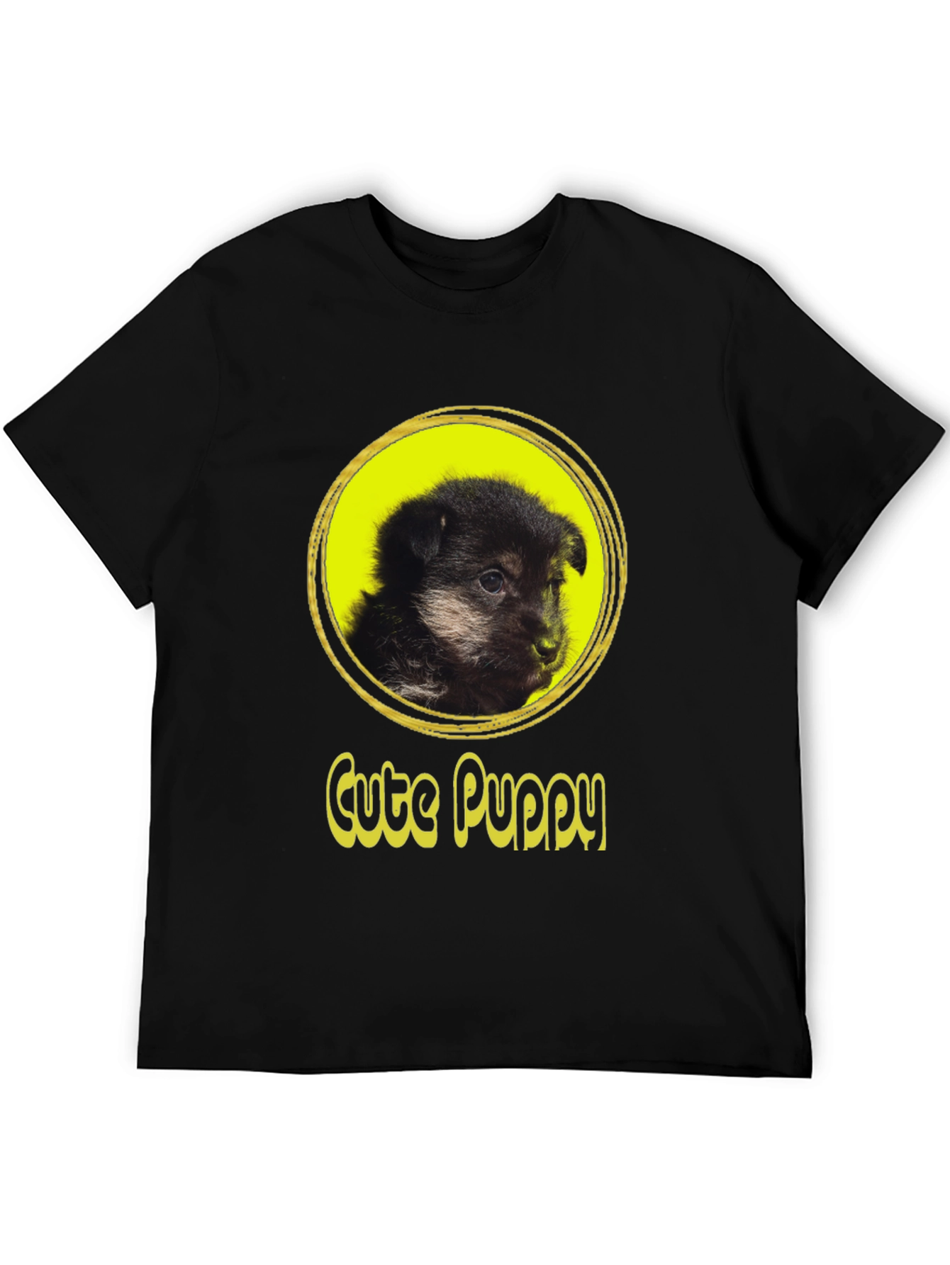 Cute Puppy Graphic T-Shirt - Black Cotton Tee