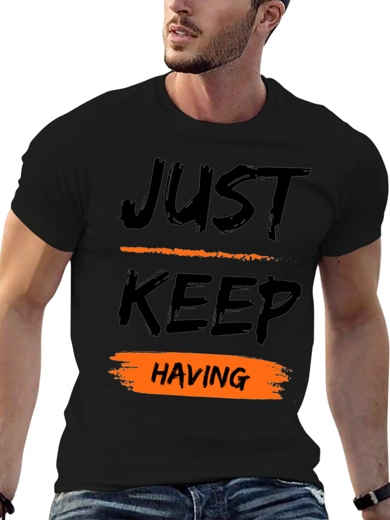 Just Keep Having Fun Black Graphic Tee