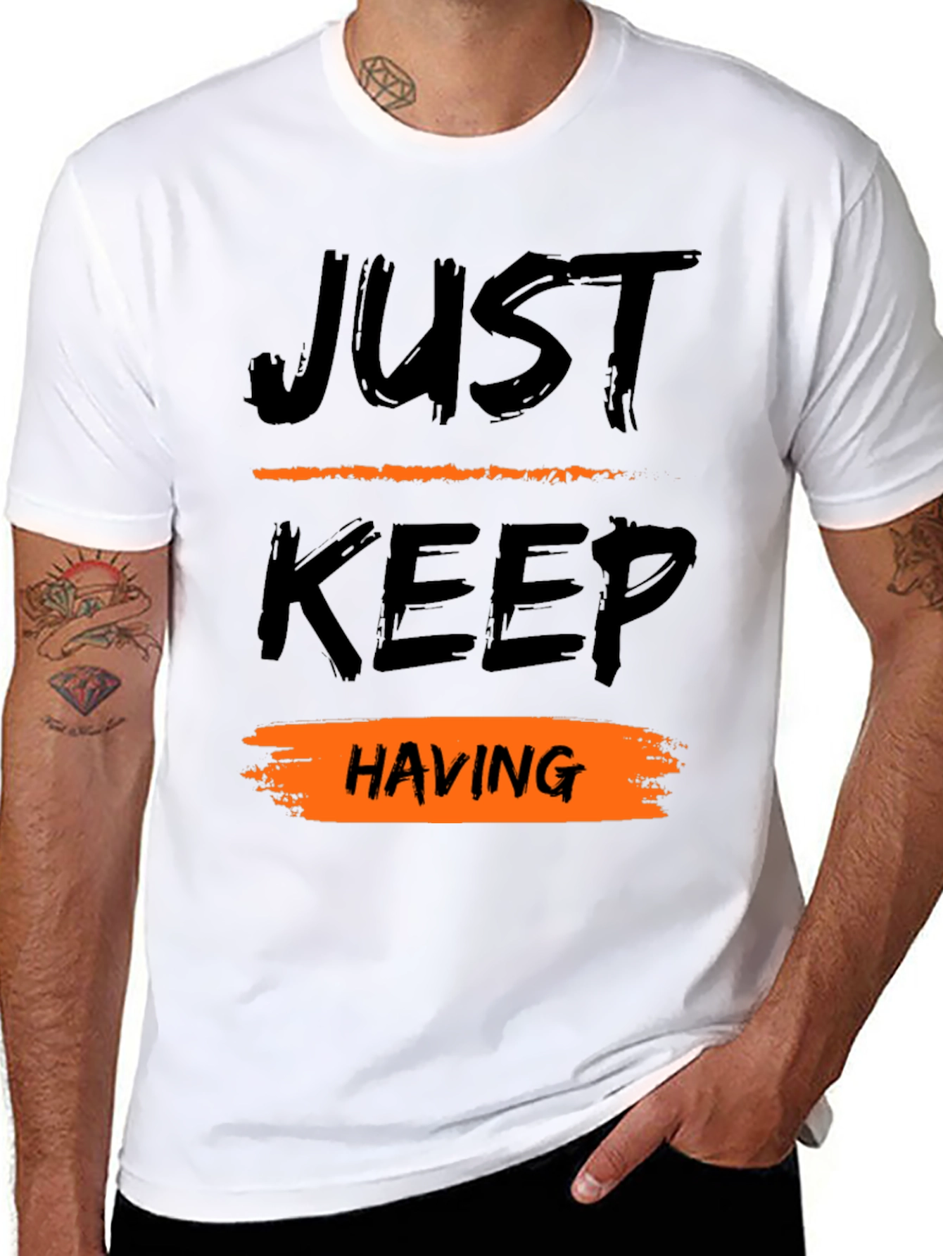 Just Keep Having Fun Black Graphic Tee
