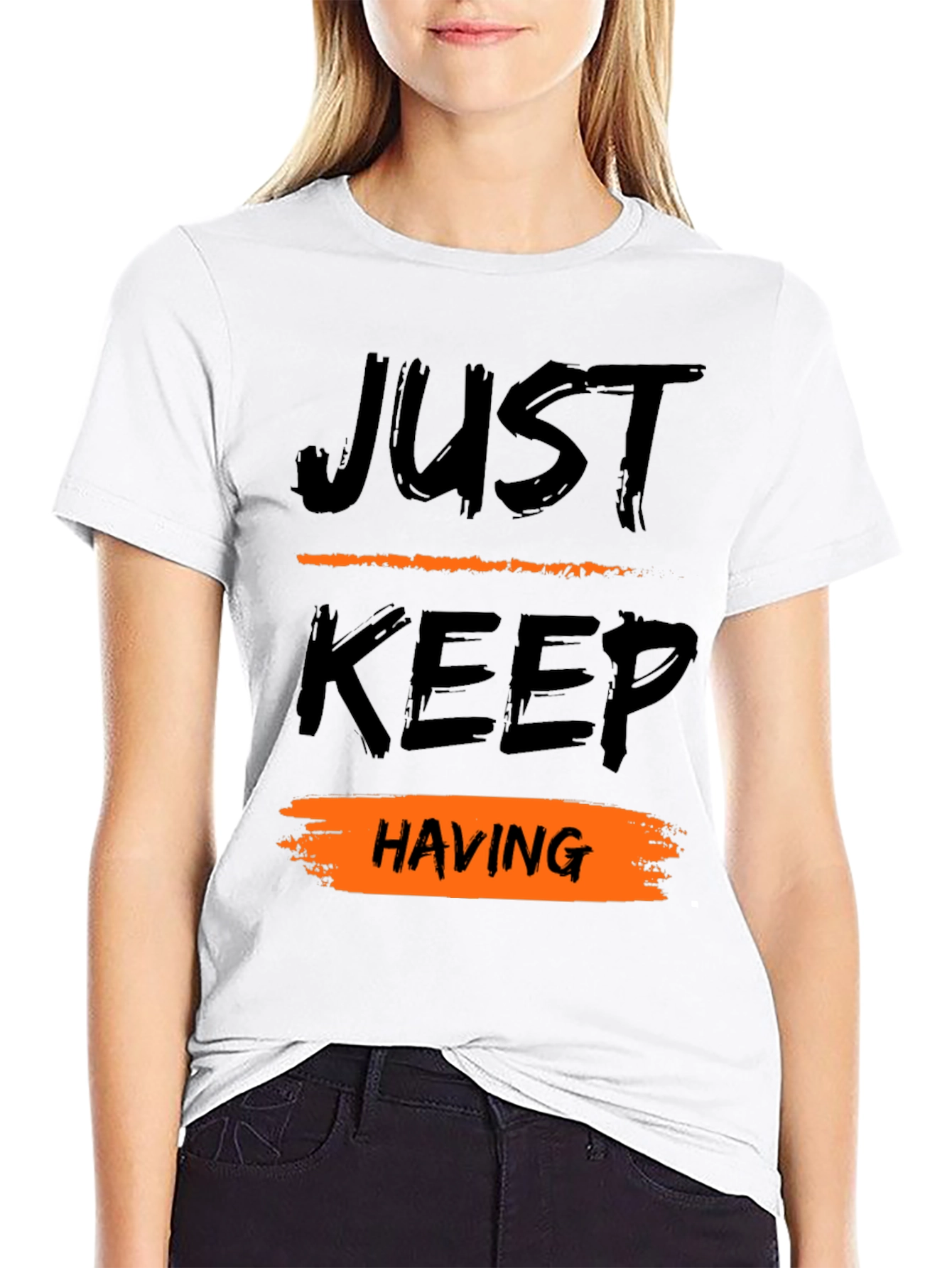Just Keep Having Fun Black Graphic Tee