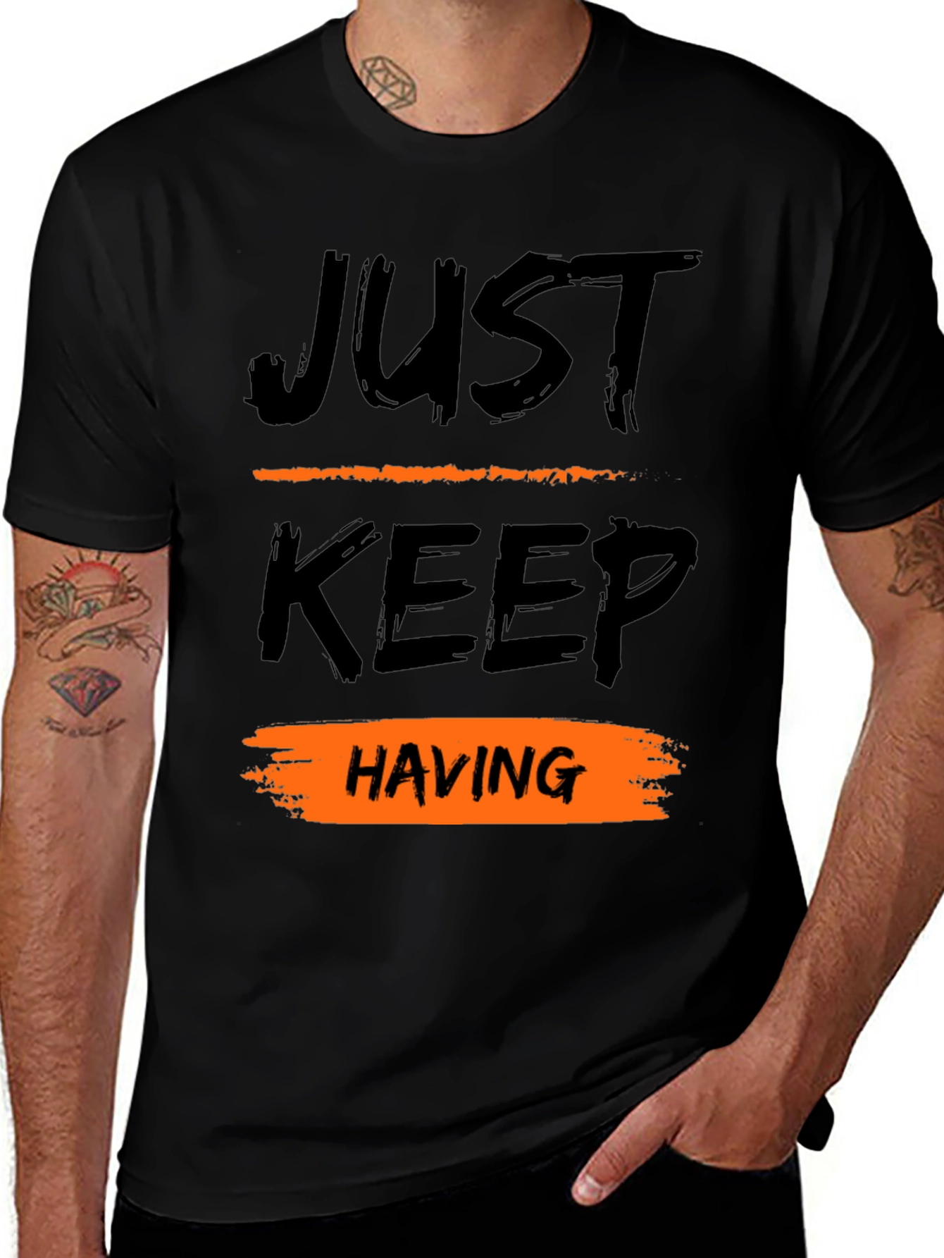 Just Keep Having Fun Black Graphic Tee