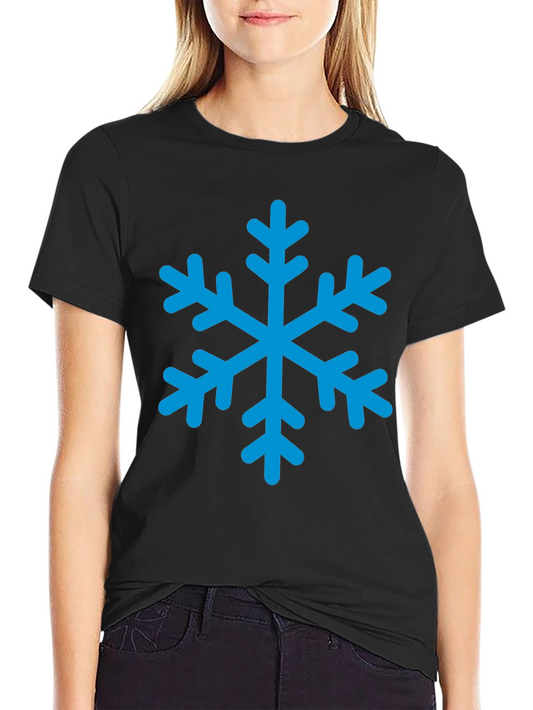 Black T-Shirt with Blue Snowflake Graphic