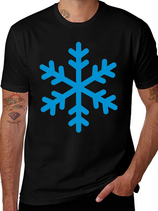 Black T-Shirt with Blue Snowflake Graphic