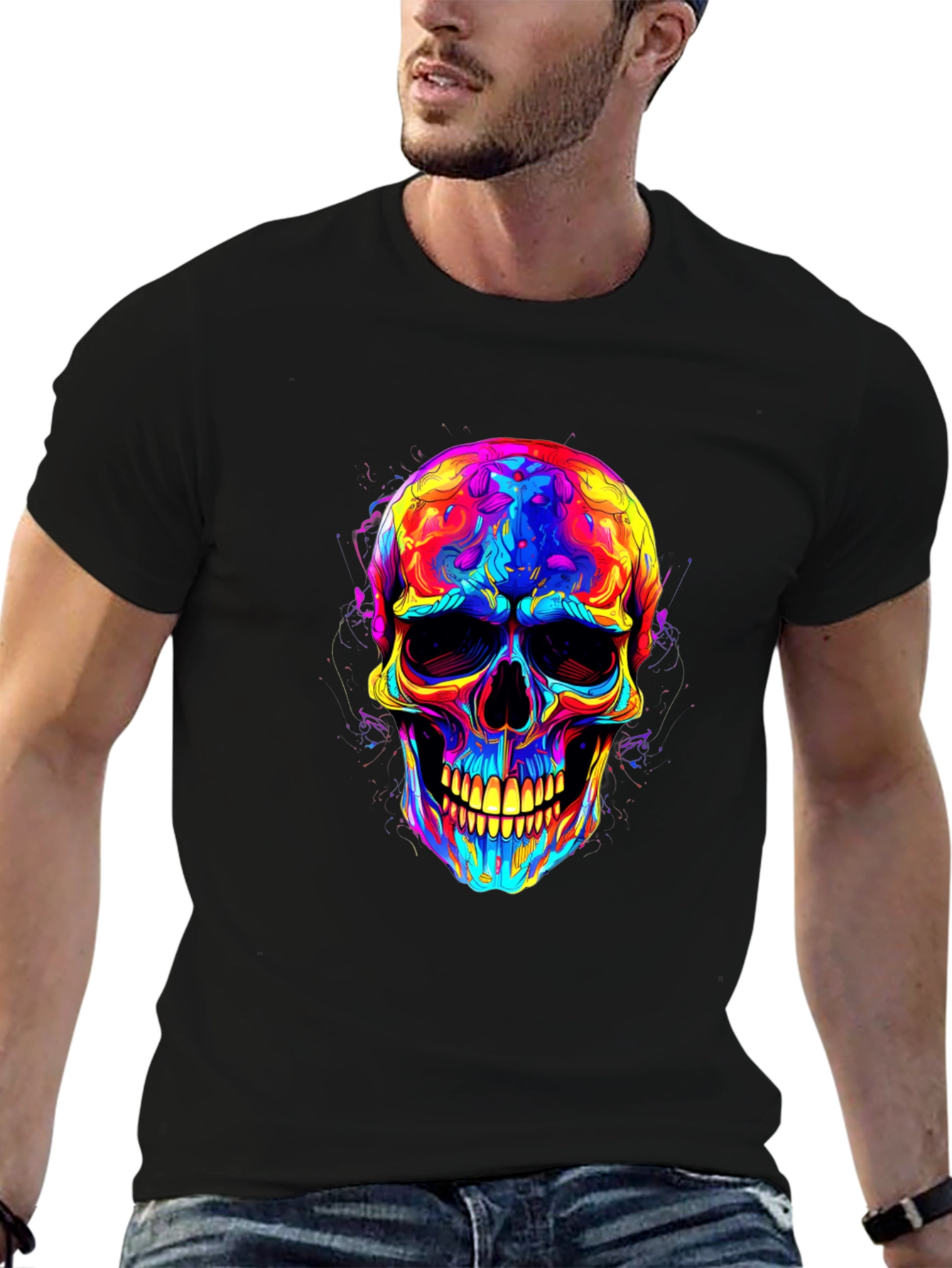 Psychedelic Skull Graphic T-Shirt