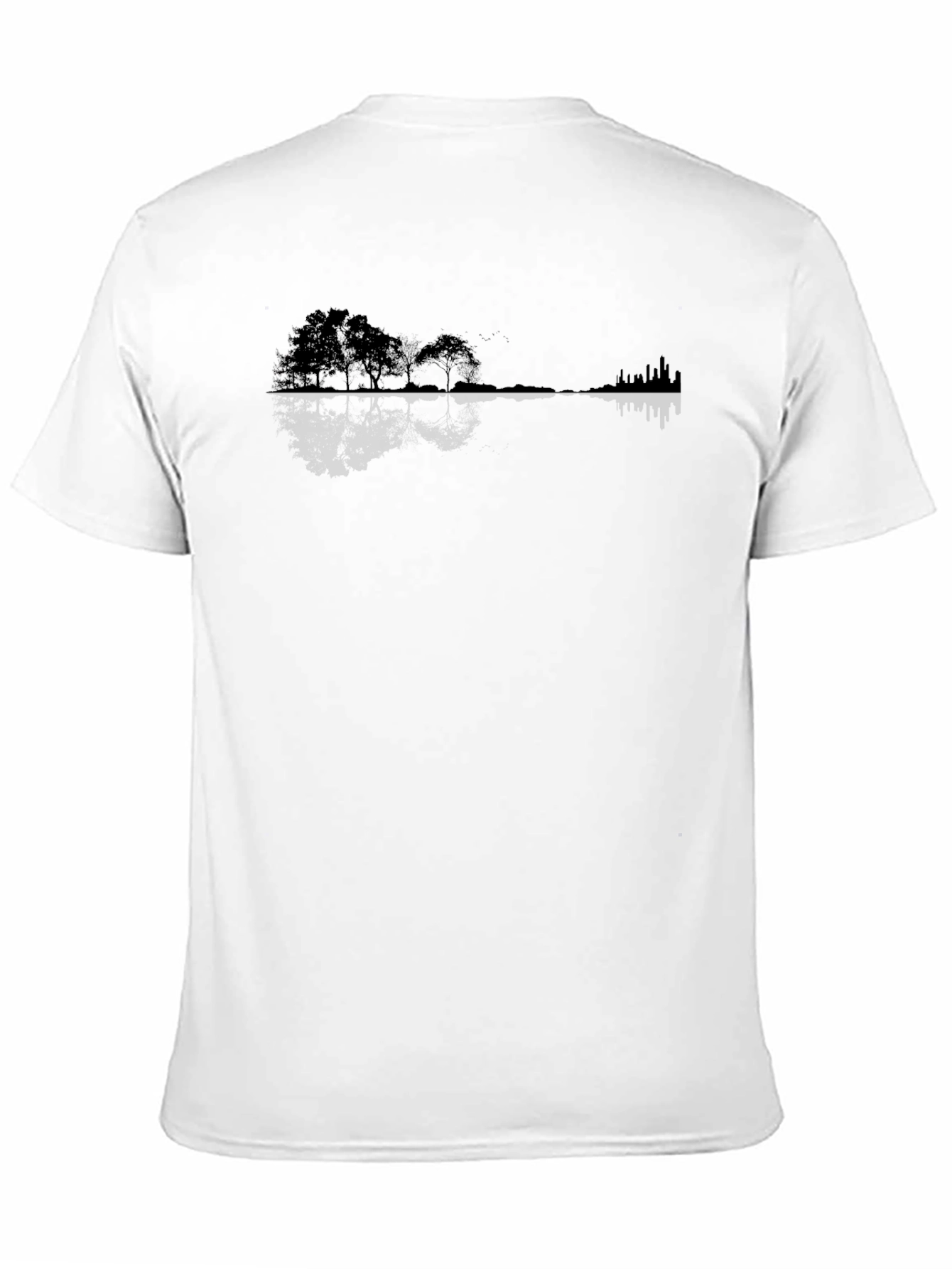 Nature Meets City Tee - Black Silhouette Design
