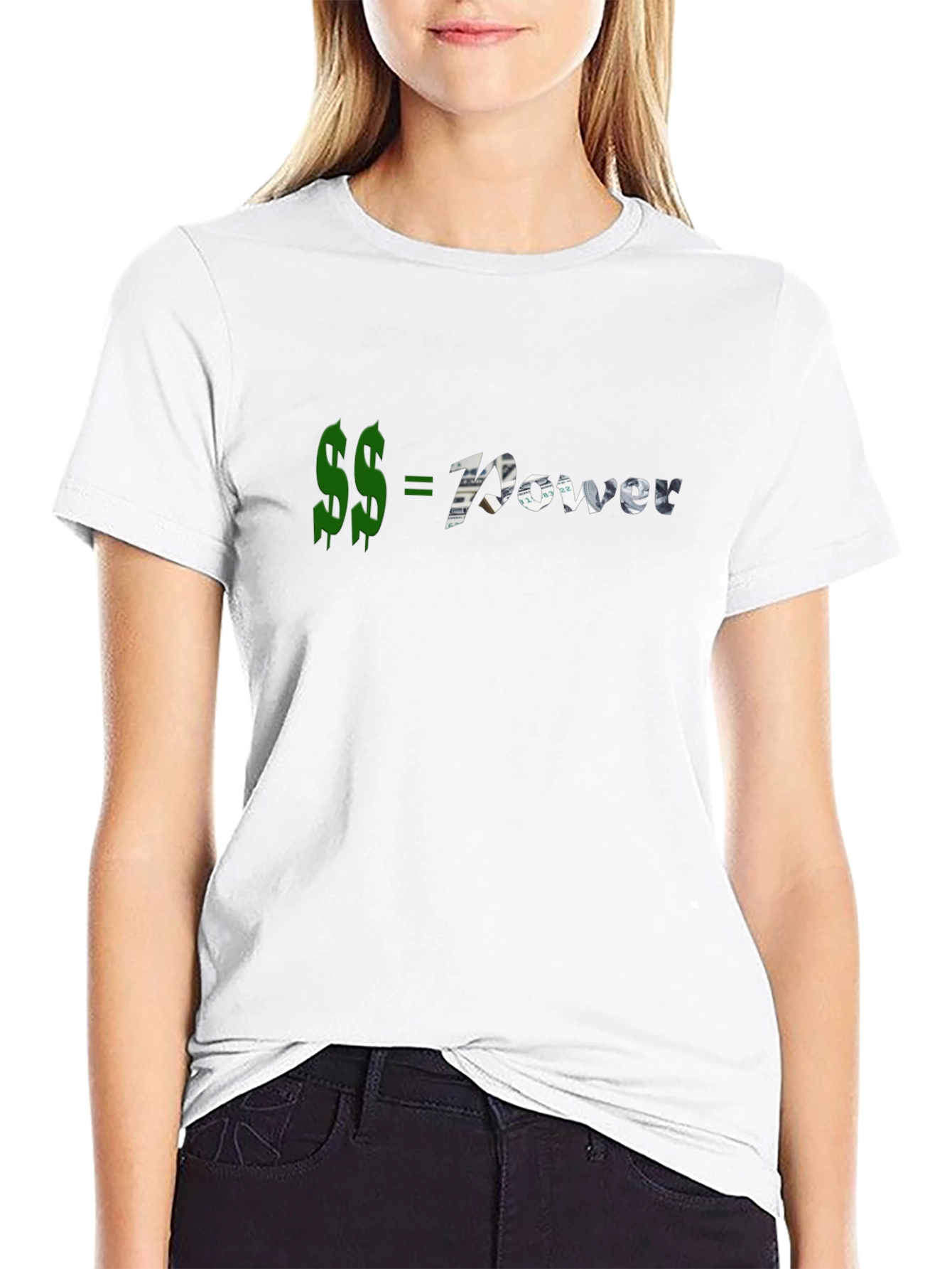 Money Equals Power Black Graphic T-Shirt