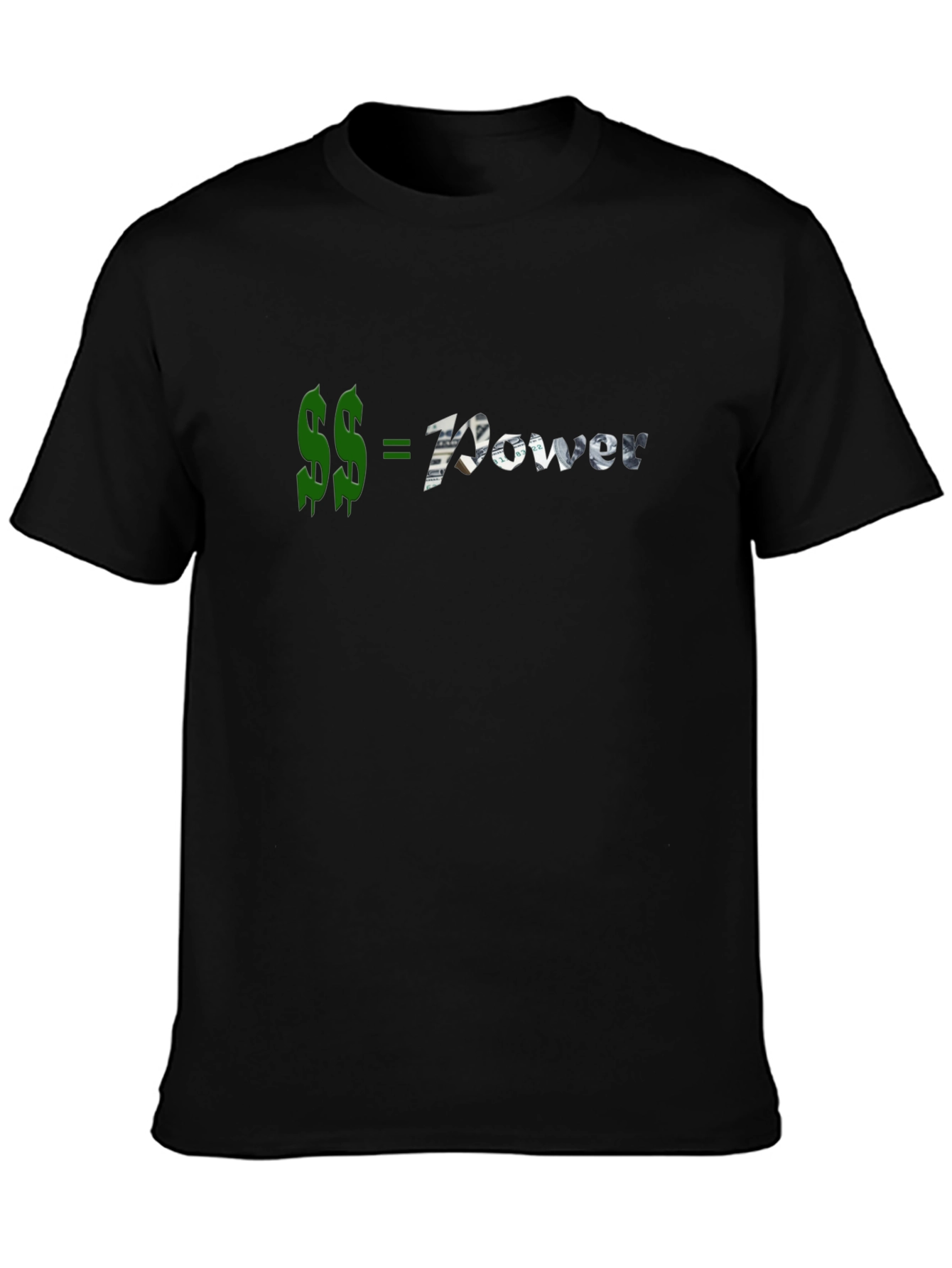 Money Equals Power Black Graphic T-Shirt