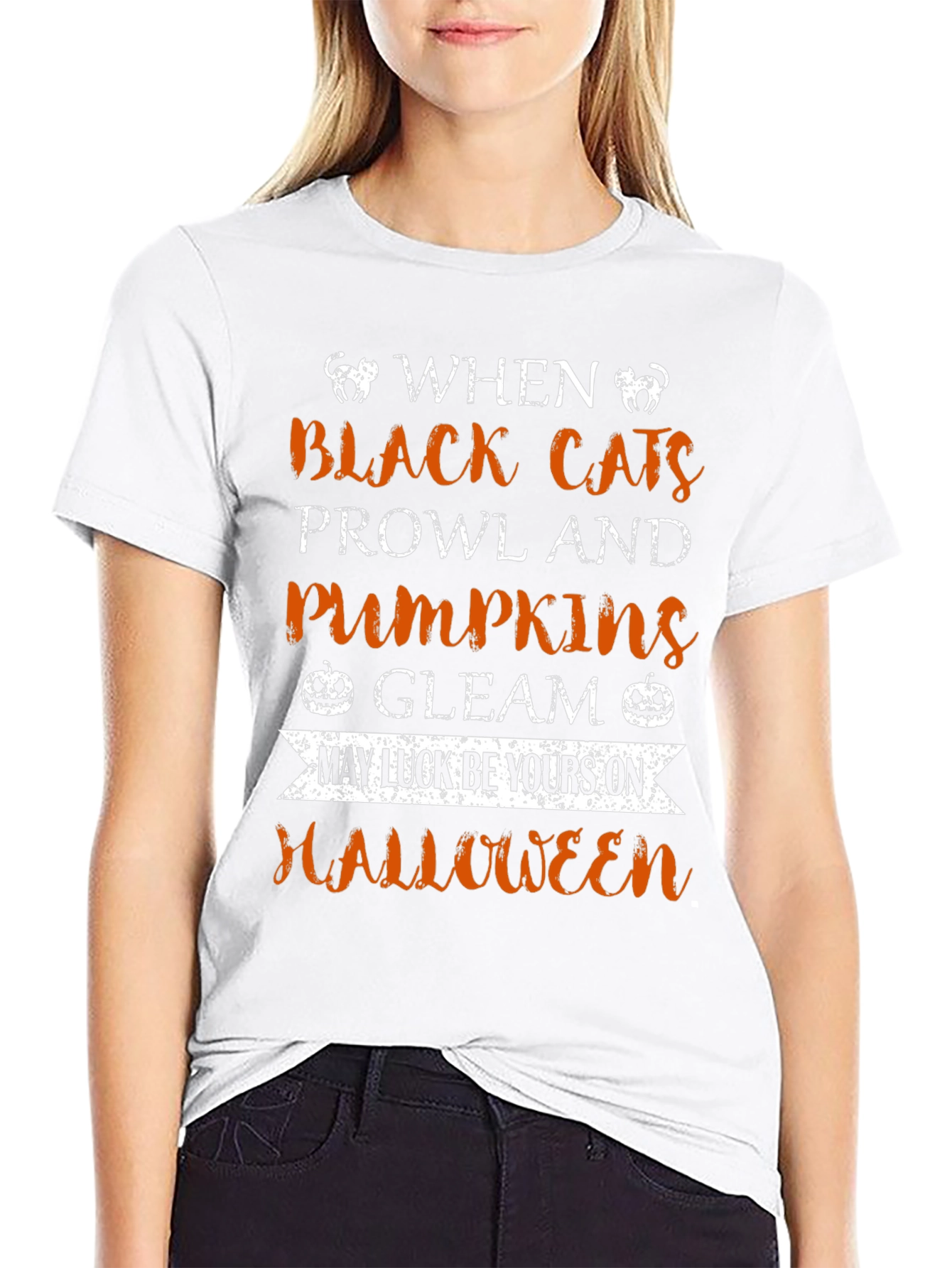 Halloween Black Cats Pumpkins T-Shirt