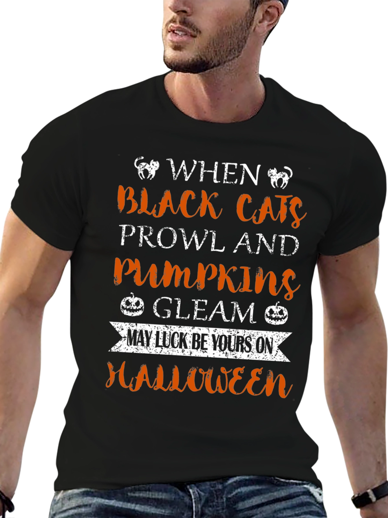 Halloween Black Cats Pumpkins T-Shirt
