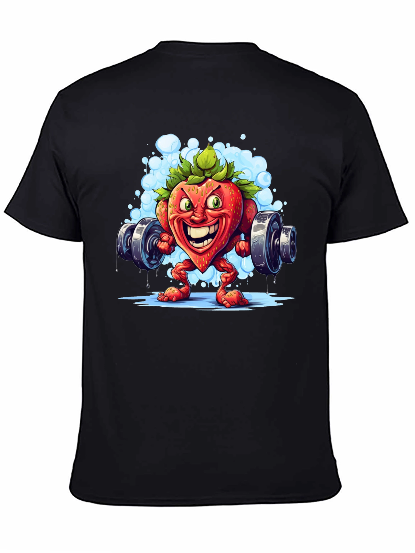 Strawberry Bodybuilder T-Shirt - Cartoon Fruit Gym Tee