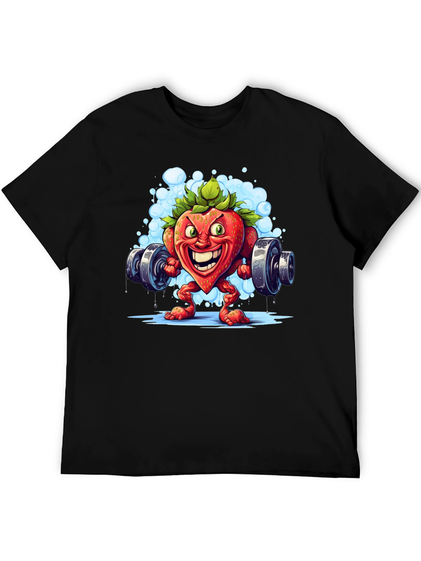 Strawberry Bodybuilder T-Shirt - Cartoon Fruit Gym Tee