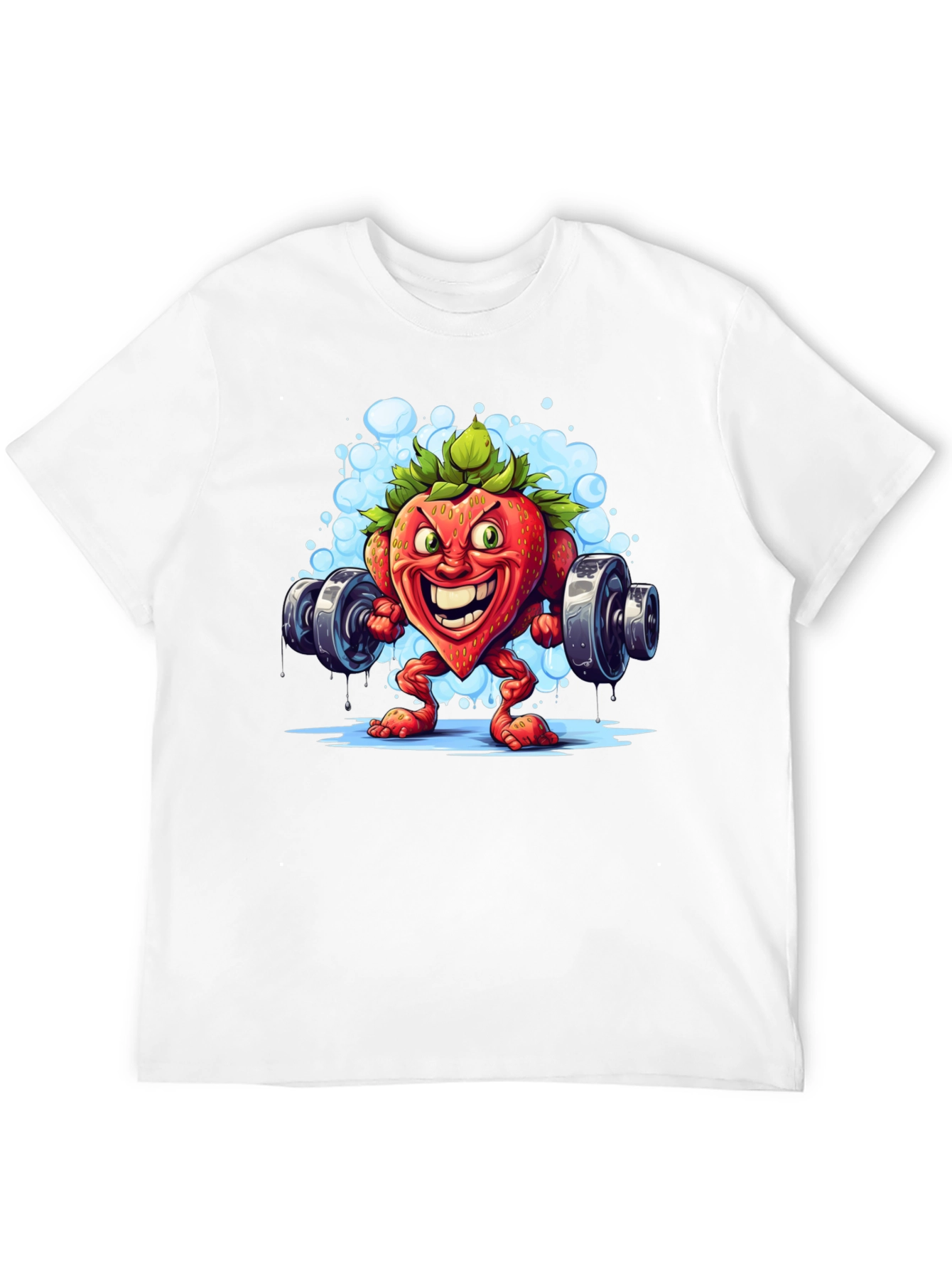 Strawberry Bodybuilder T-Shirt - Cartoon Fruit Gym Tee