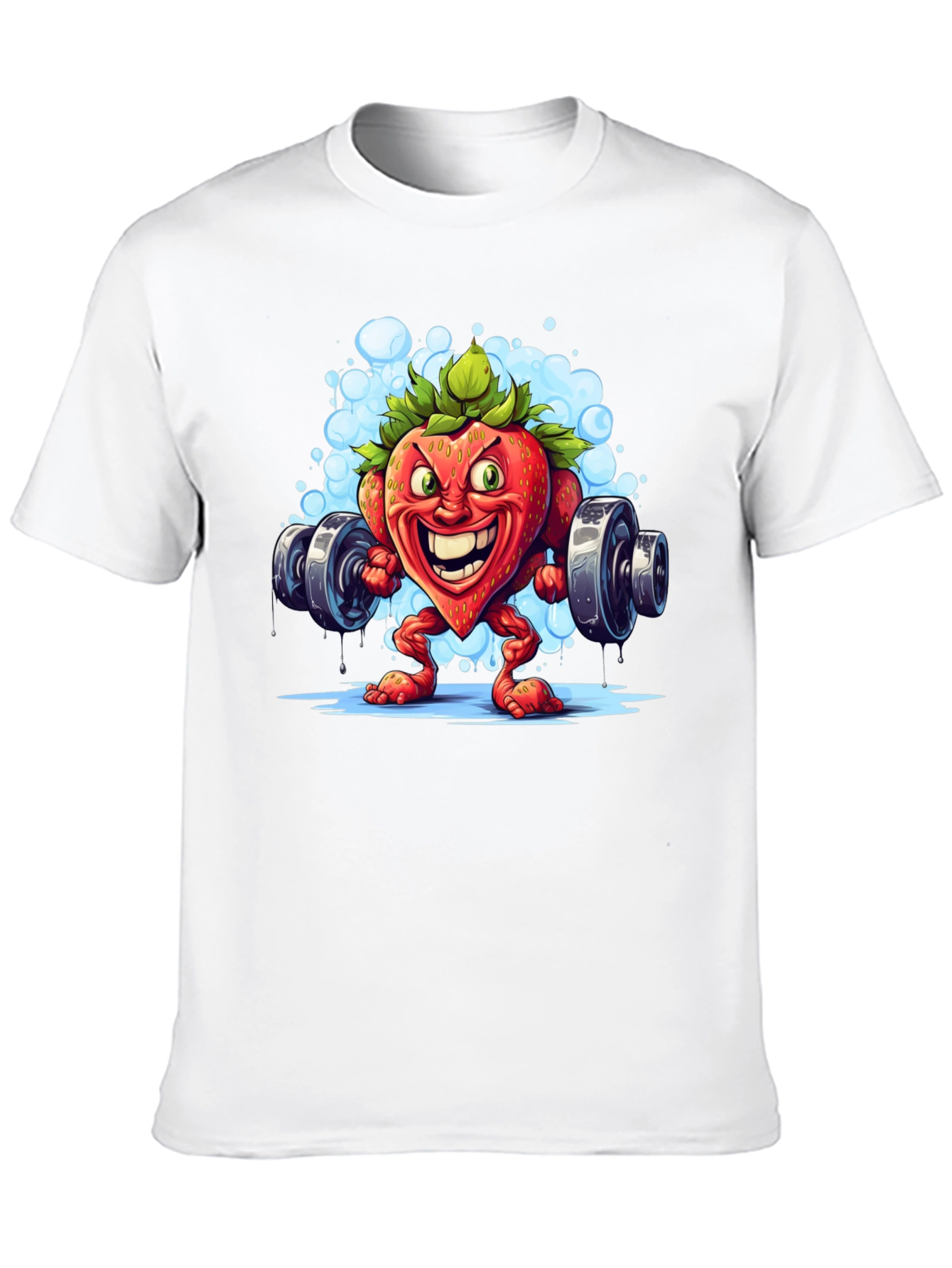 Strawberry Bodybuilder T-Shirt - Cartoon Fruit Gym Tee