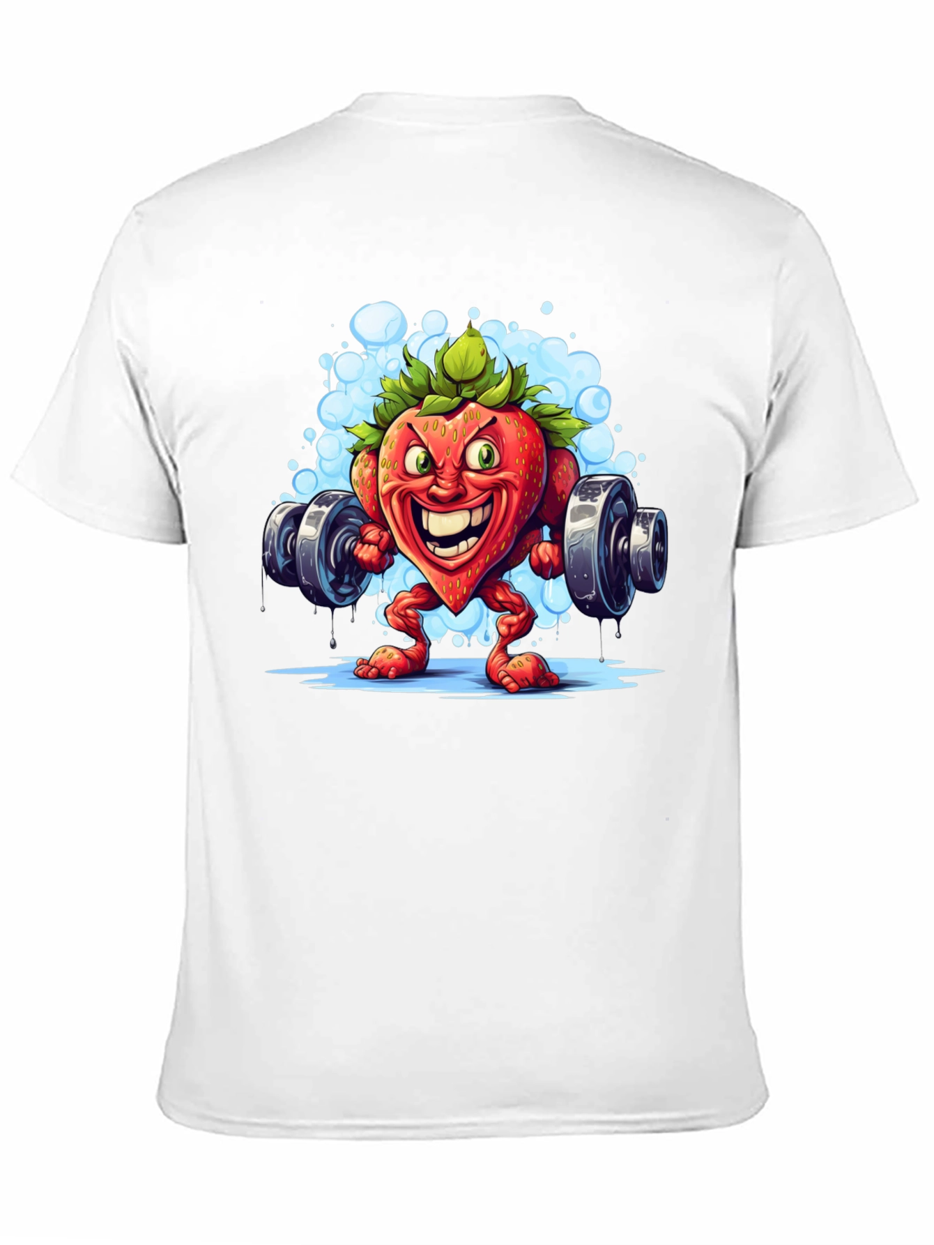 Strawberry Bodybuilder T-Shirt - Cartoon Fruit Gym Tee