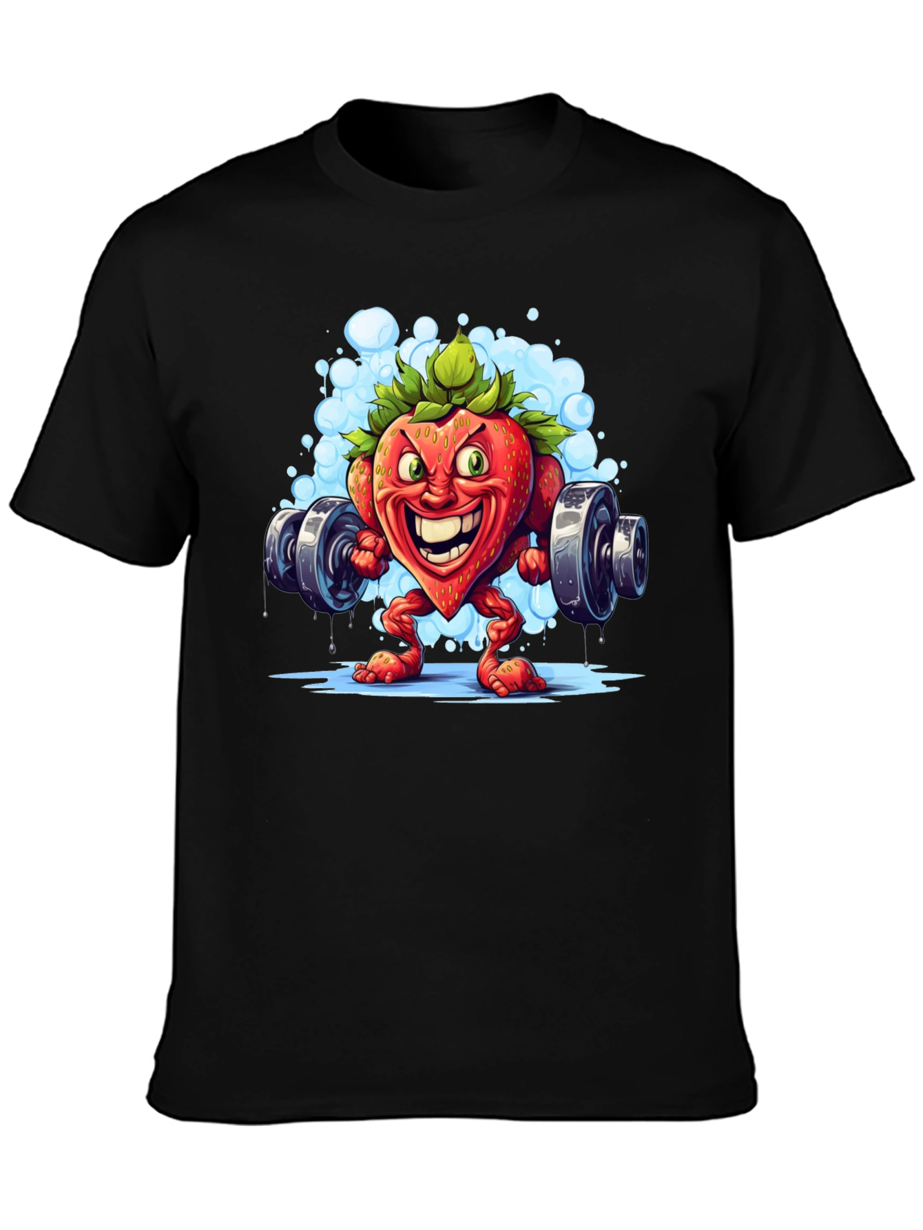 Strawberry Bodybuilder T-Shirt - Cartoon Fruit Gym Tee