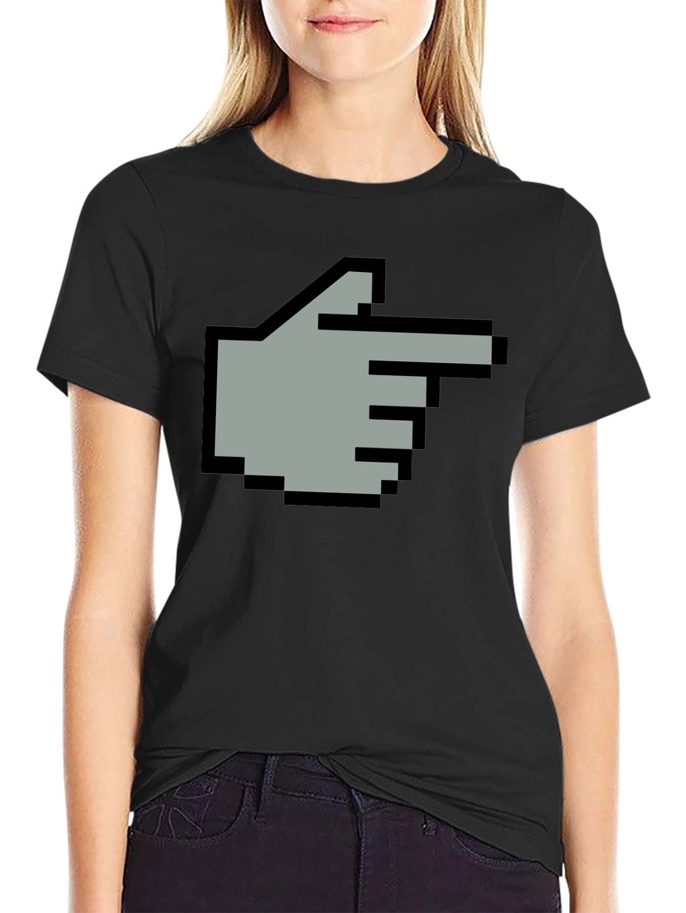 Pixel Hand Pointer T-Shirt - Retro Gaming Style