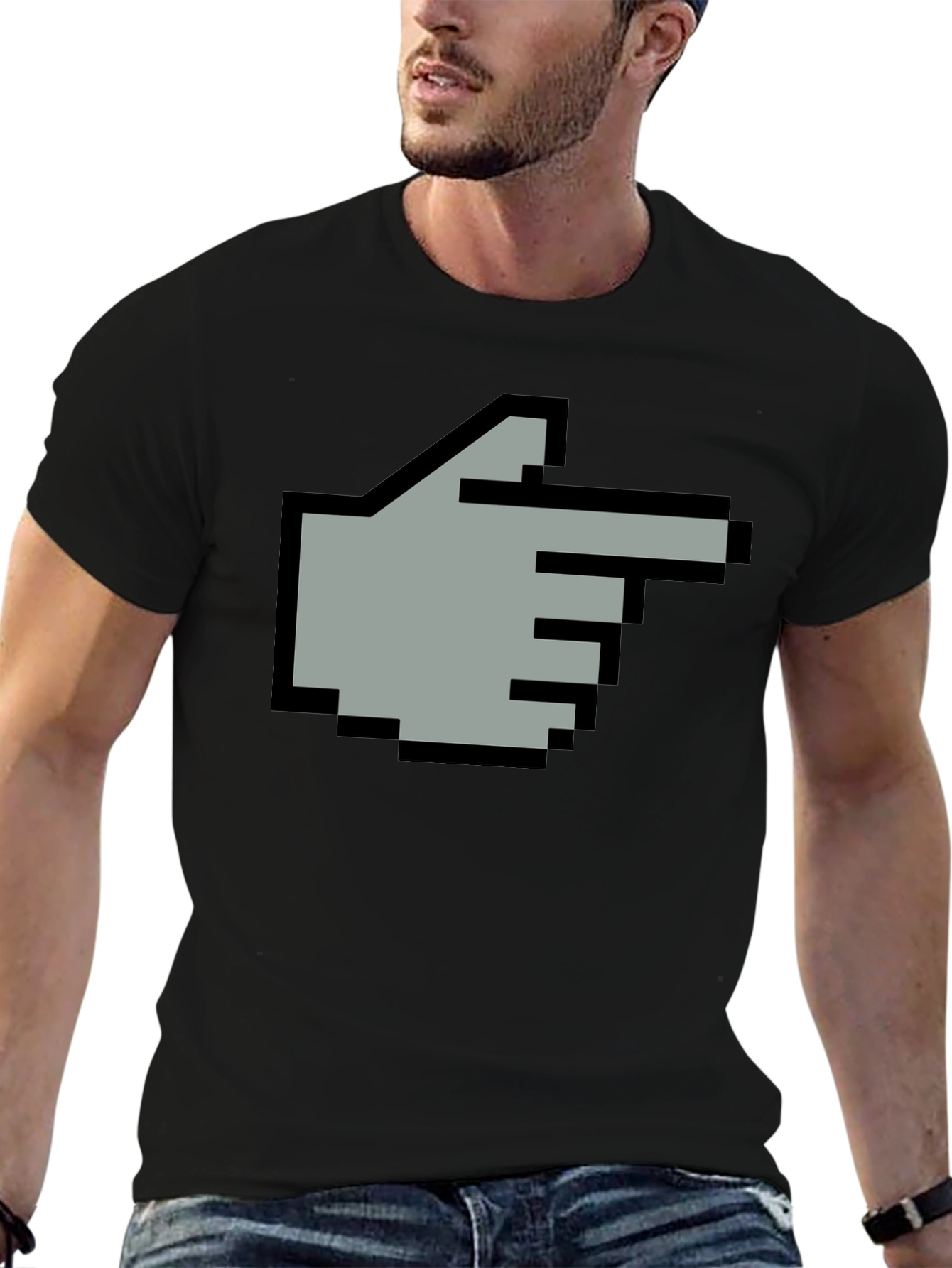 Pixel Hand Pointer T-Shirt - Retro Gaming Style