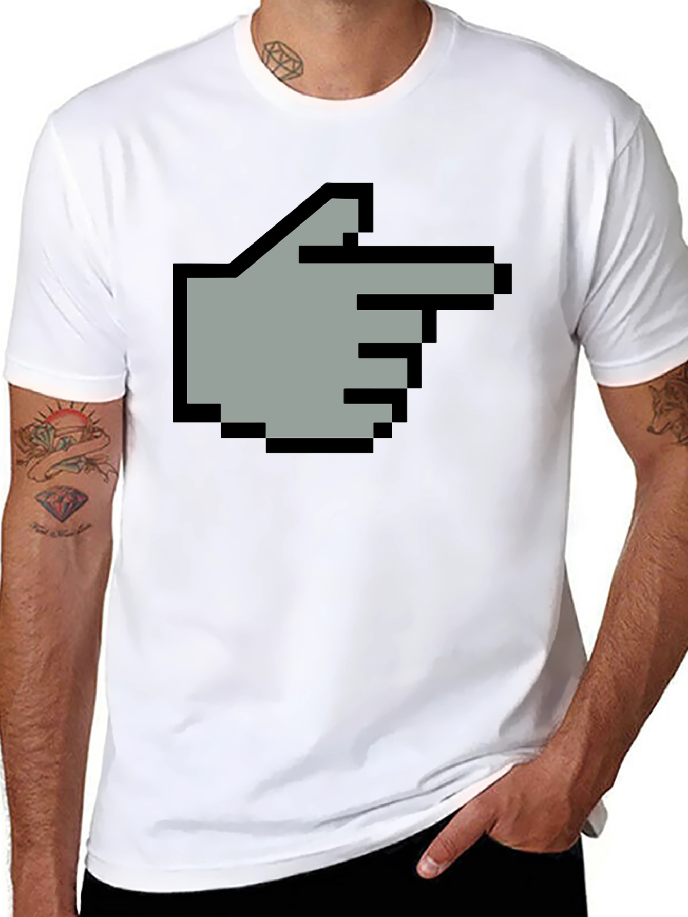 Pixel Hand Pointer T-Shirt - Retro Gaming Style