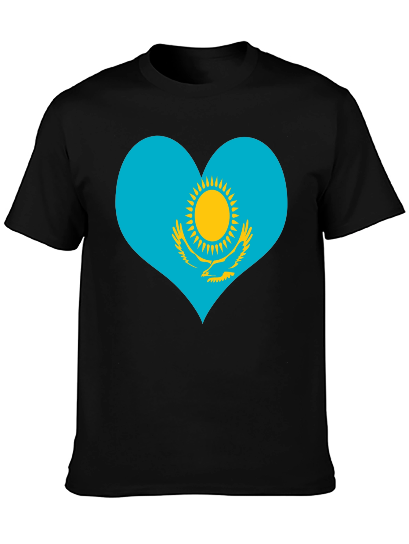 Kazakhstan Heart Flag Graphic Tee - Black