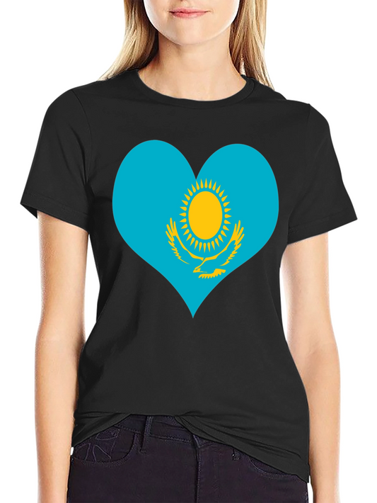 Kazakhstan Heart Flag Graphic Tee - Black
