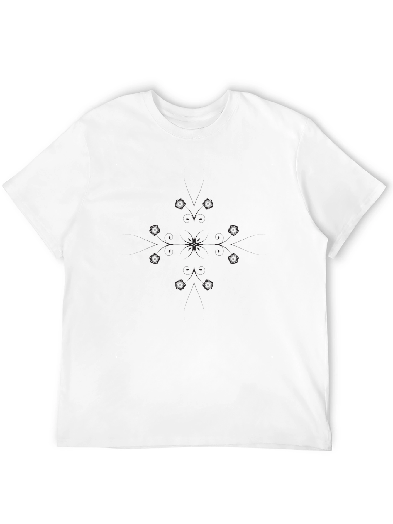 Mens Black Graphic Tee - Subtle Geometric Design