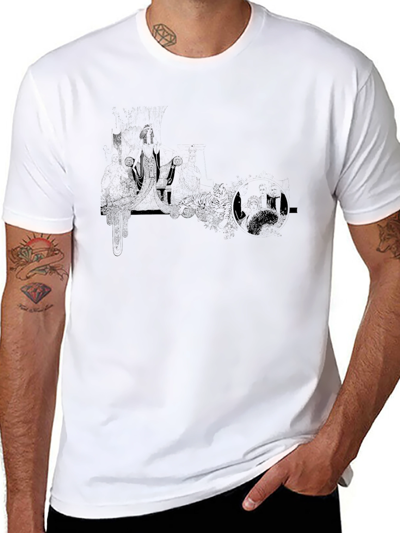 Mens Black Graphic Print Tee
