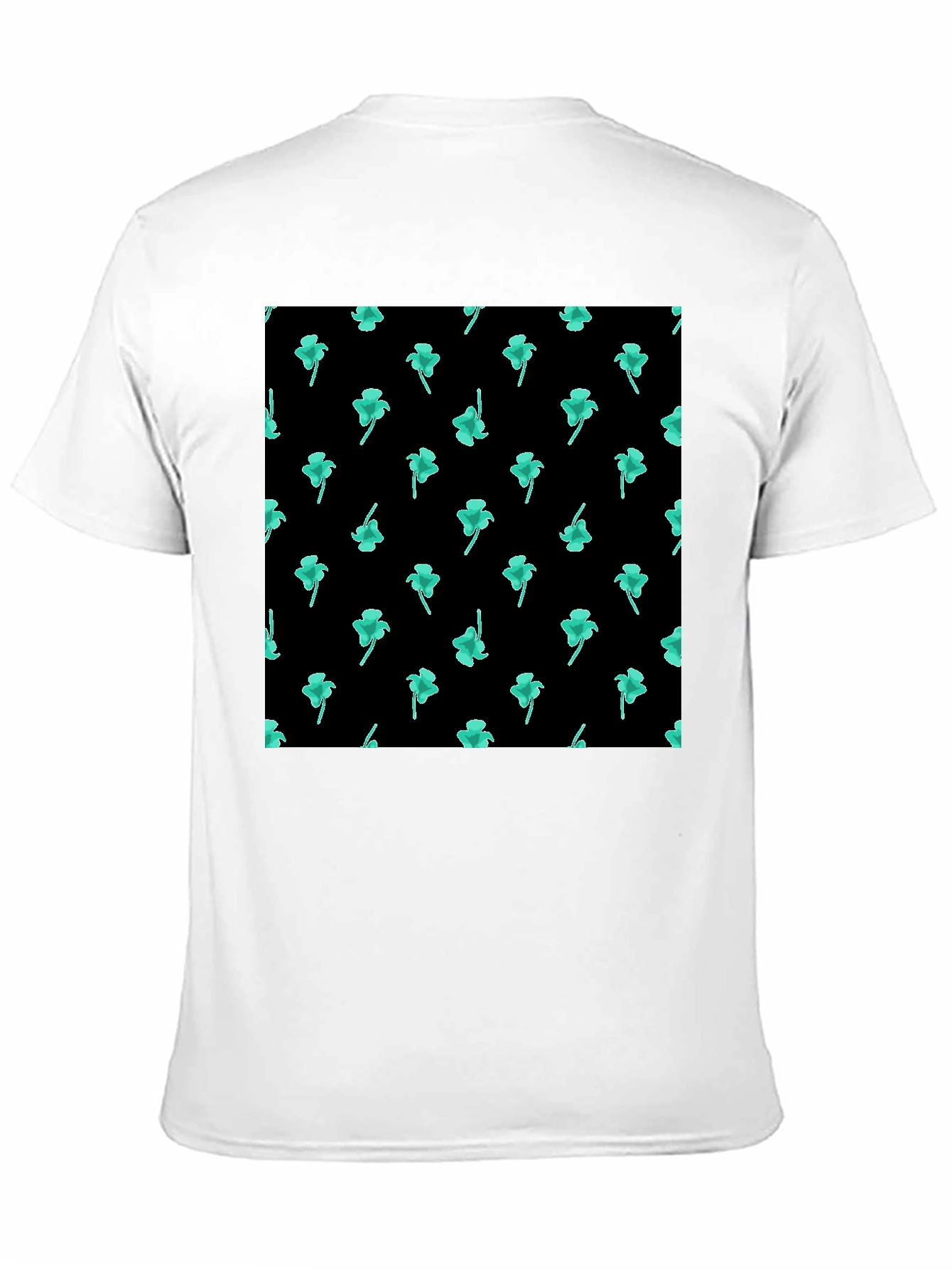 Clover Print Black Casual T-Shirt