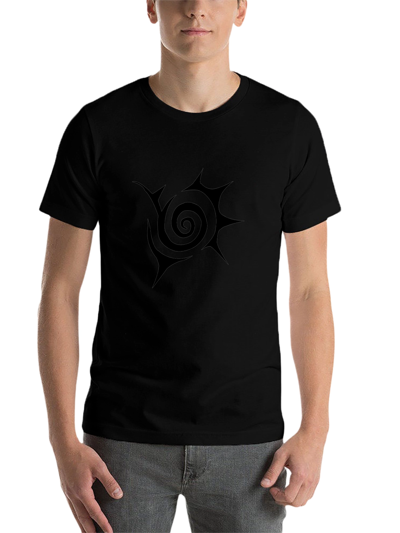 Spiral Sun Tattoo Graphic T-Shirt - Modern Black Tee