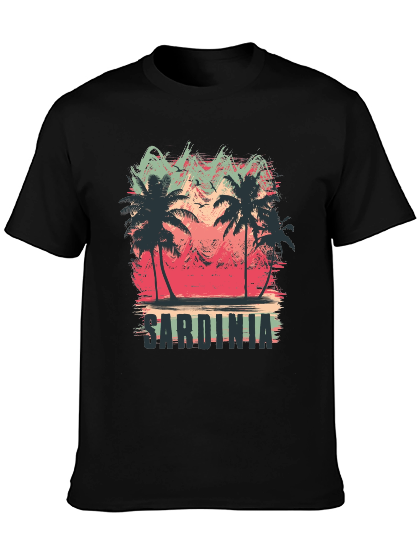 Sardinia Palm Tree Graphic Black T-Shirt