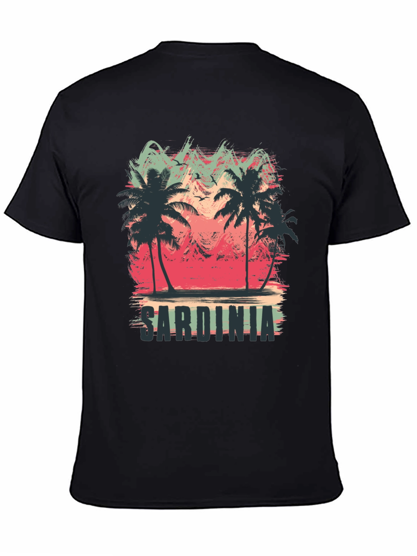 Sardinia Palm Tree Graphic Black T-Shirt
