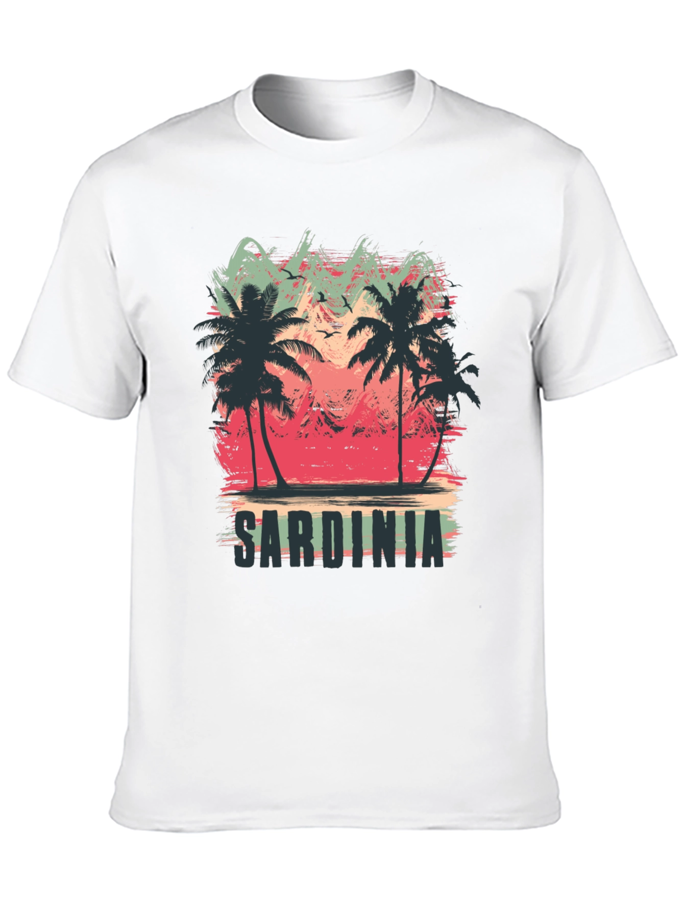 Sardinia Palm Tree Graphic Black T-Shirt