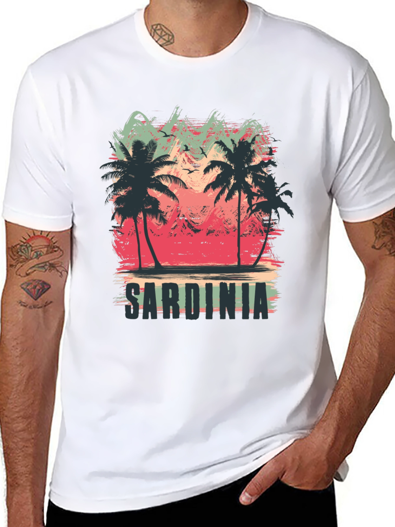 Sardinia Palm Tree Graphic Black T-Shirt