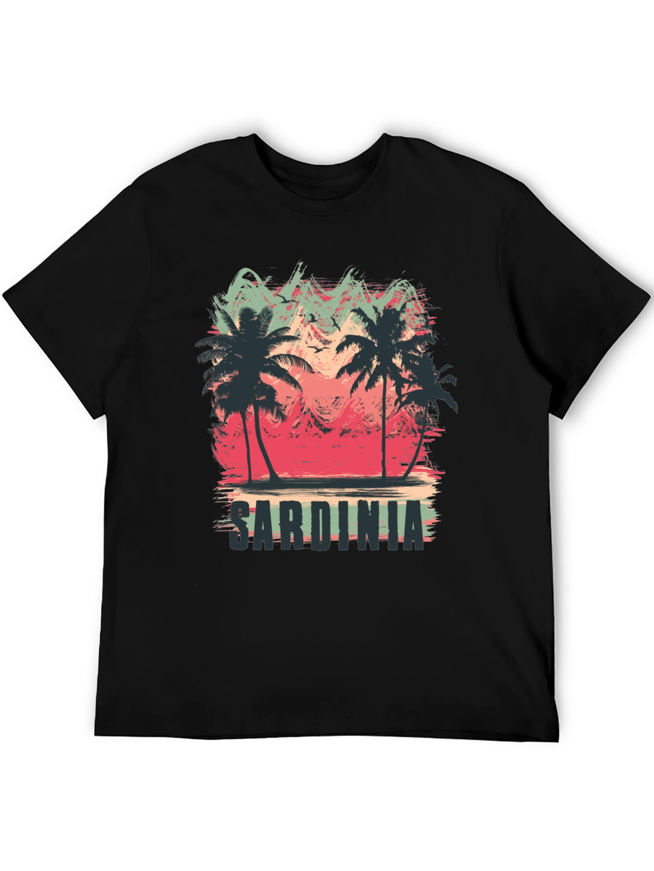 Sardinia Palm Tree Graphic Black T-Shirt