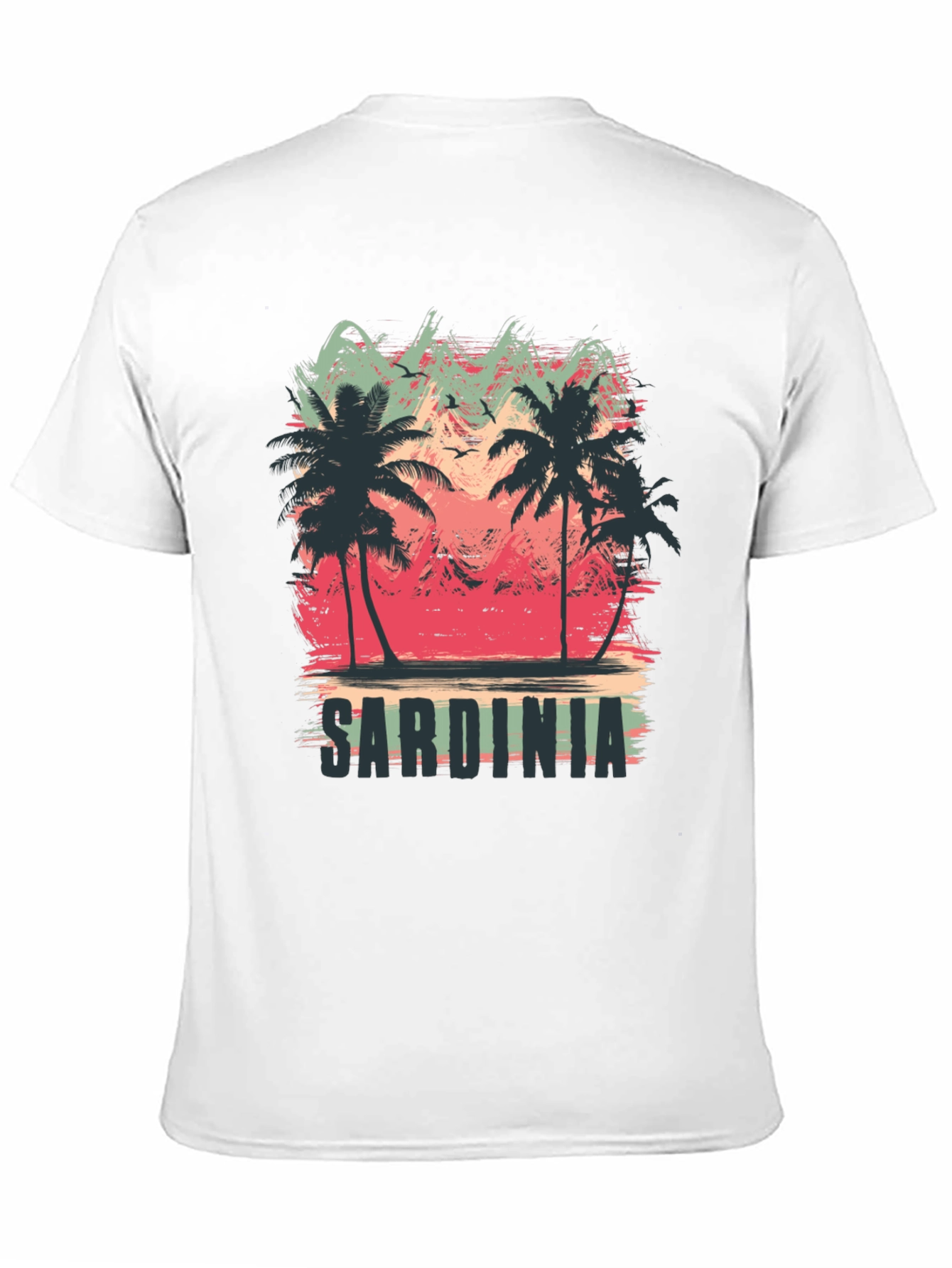 Sardinia Palm Tree Graphic Black T-Shirt