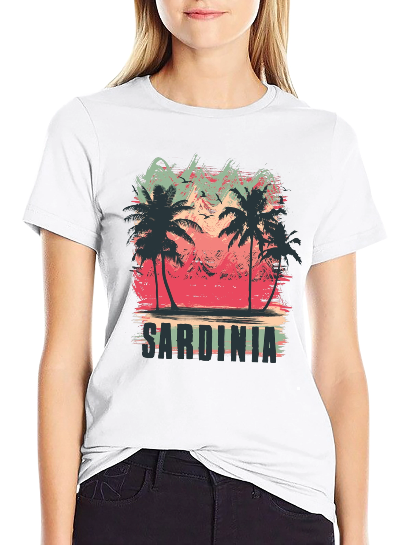 Sardinia Palm Tree Graphic Black T-Shirt