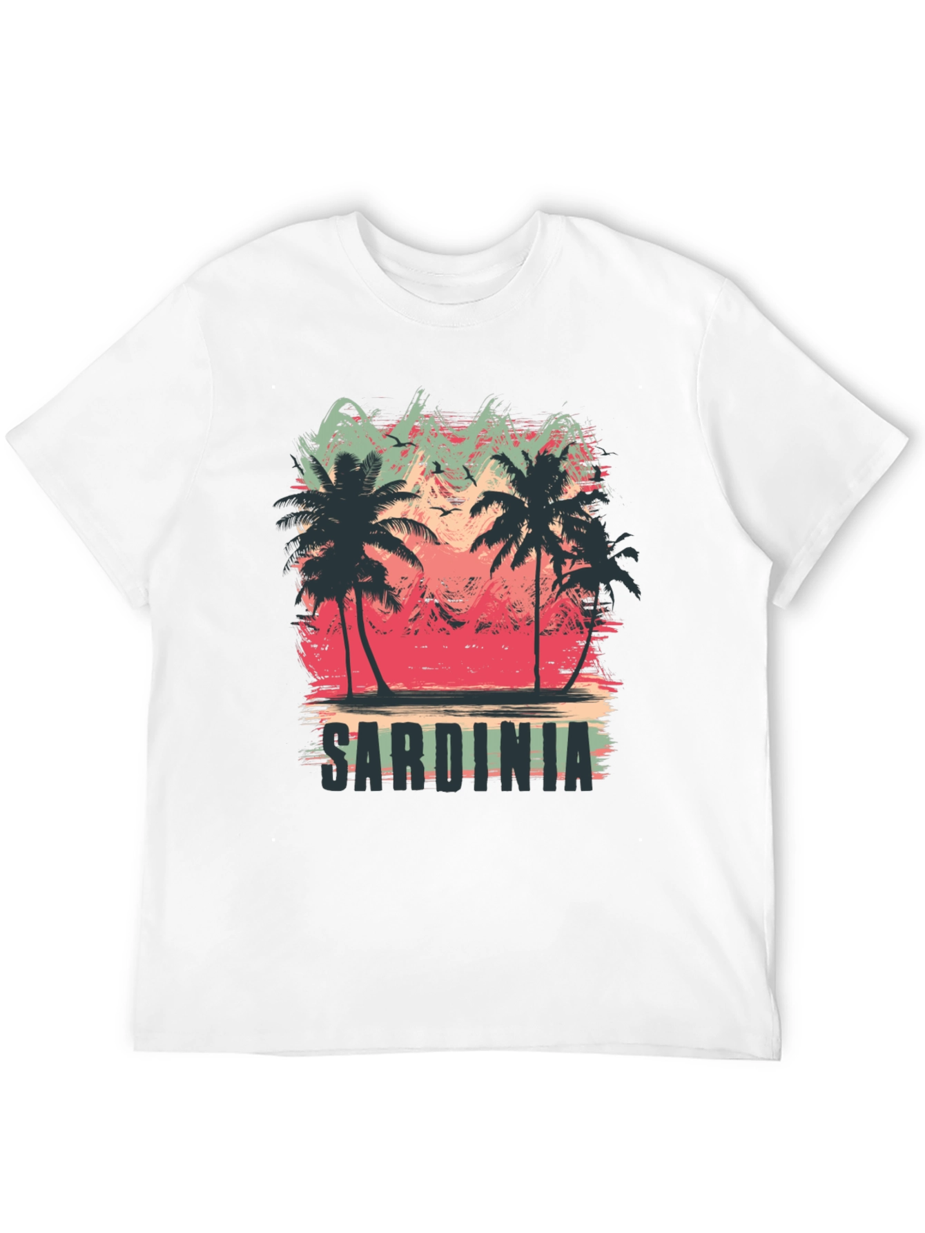 Sardinia Palm Tree Graphic Black T-Shirt
