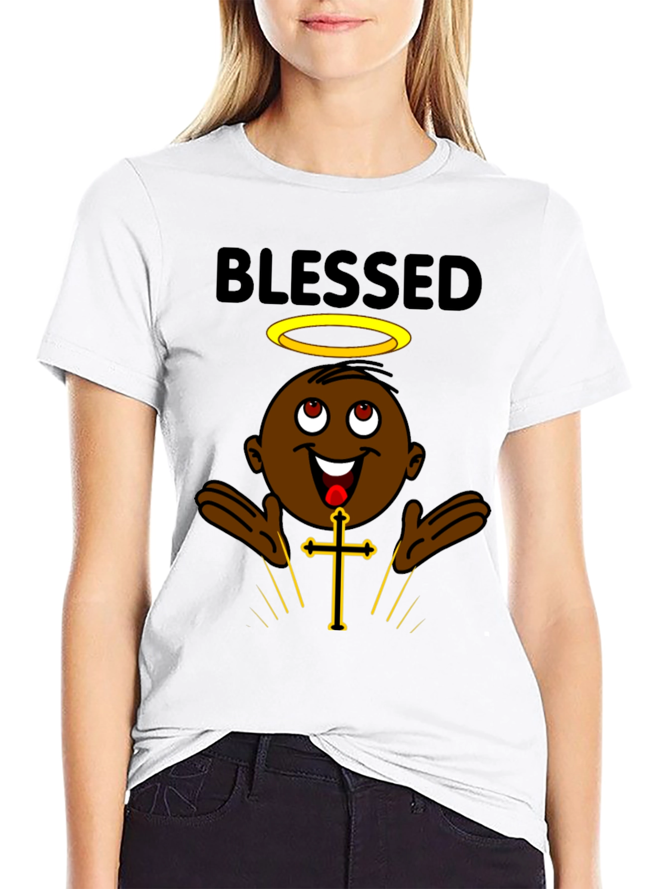 Blessed Cartoon Character Graphic T-Shirt
