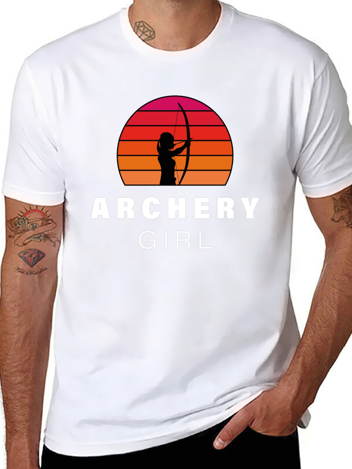 Archery Girl T-Shirt - Retro Sunset Archer Tee