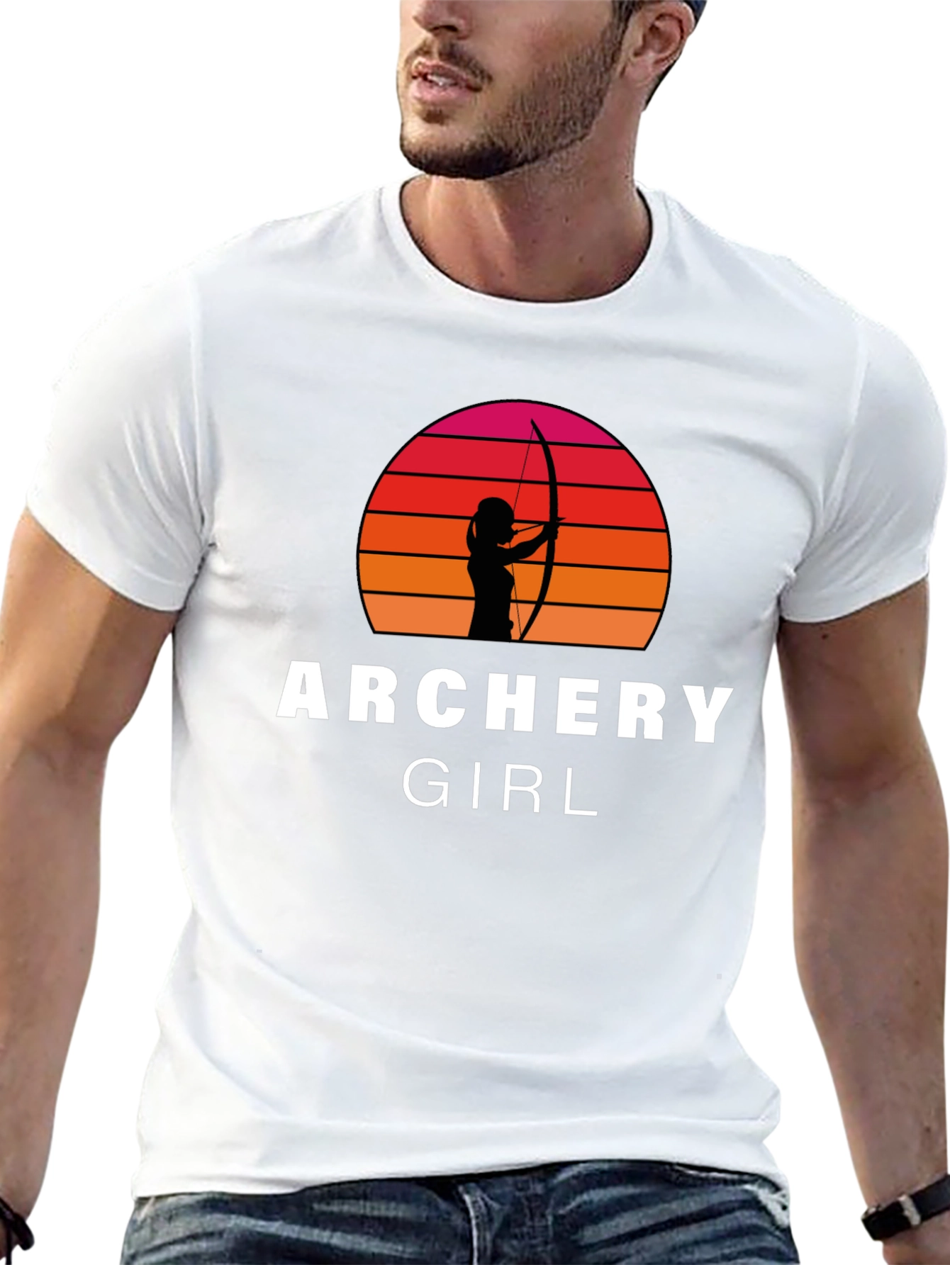 Archery Girl T-Shirt - Retro Sunset Archer Tee