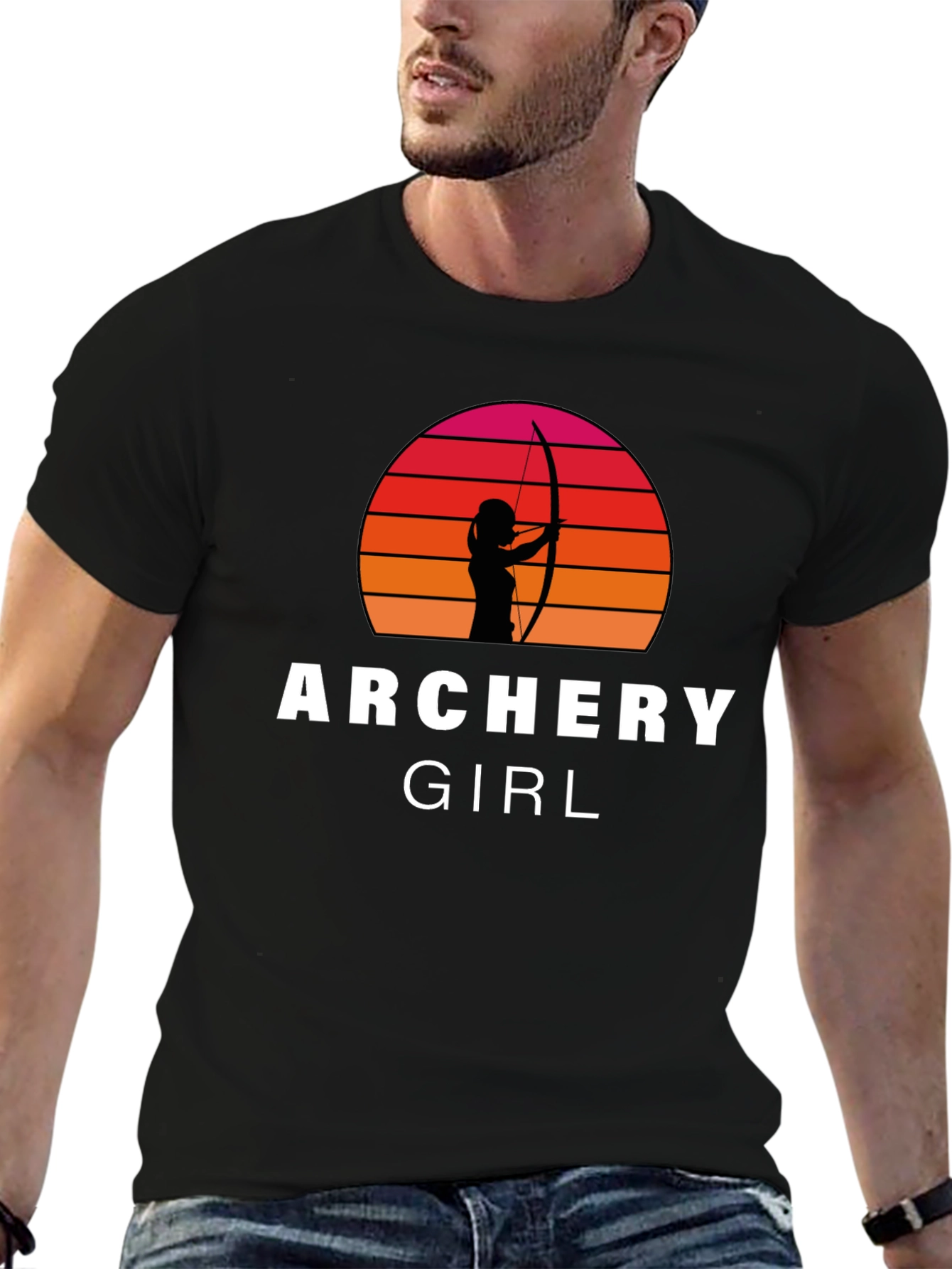 Archery Girl T-Shirt - Retro Sunset Archer Tee