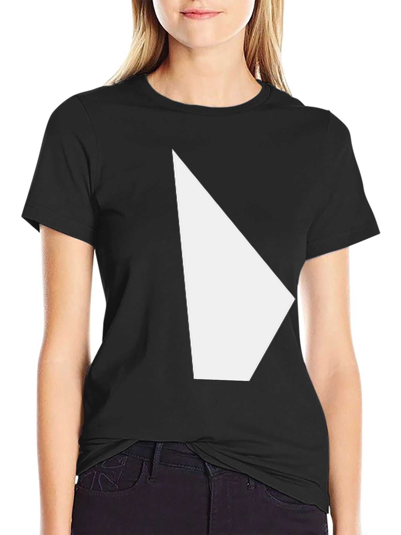 Modern Graphic Tee - Black Shirt with White Triangle